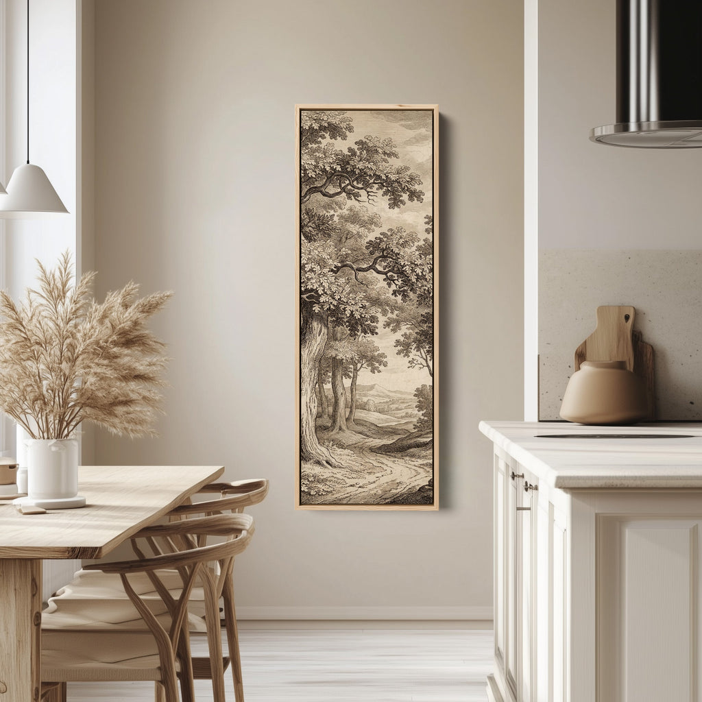 Vintage Forest Landscape Vertical Wall Art Panoramic Canvas Print Bedroom