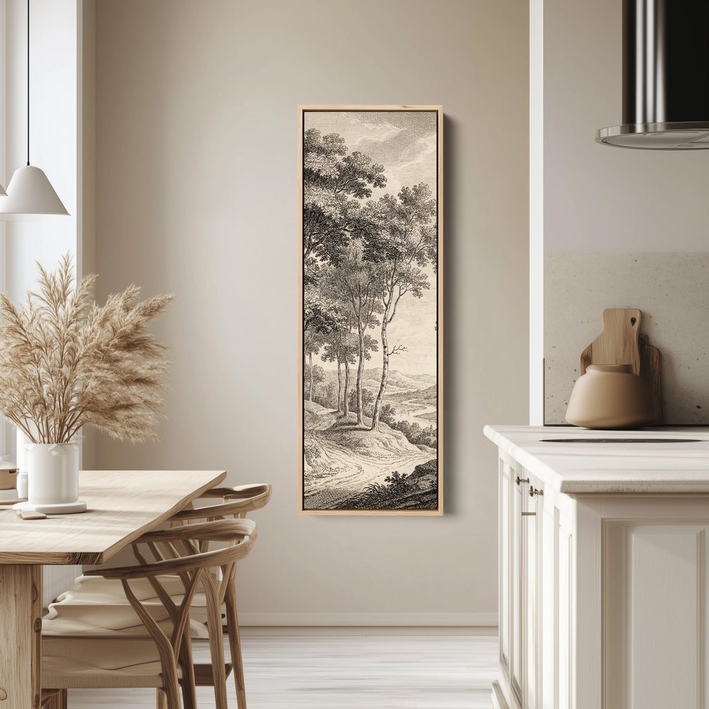Tall Wall Art Vintage River Landscape Framed Canvas Office