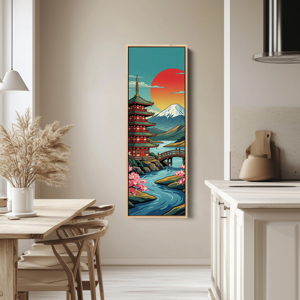Japanese Pagoda Vertical Wall Art Panoramic Canvas Living Room