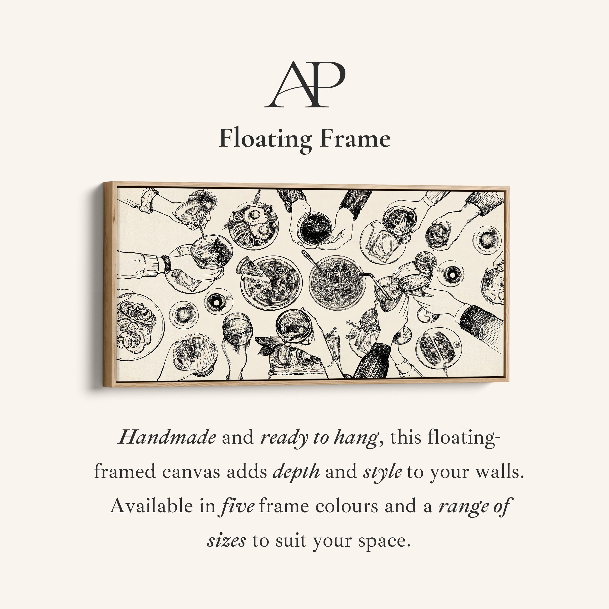 Wide Wall Art Overhead Dinner Table Scene Statement Wall Decor For Dining Room