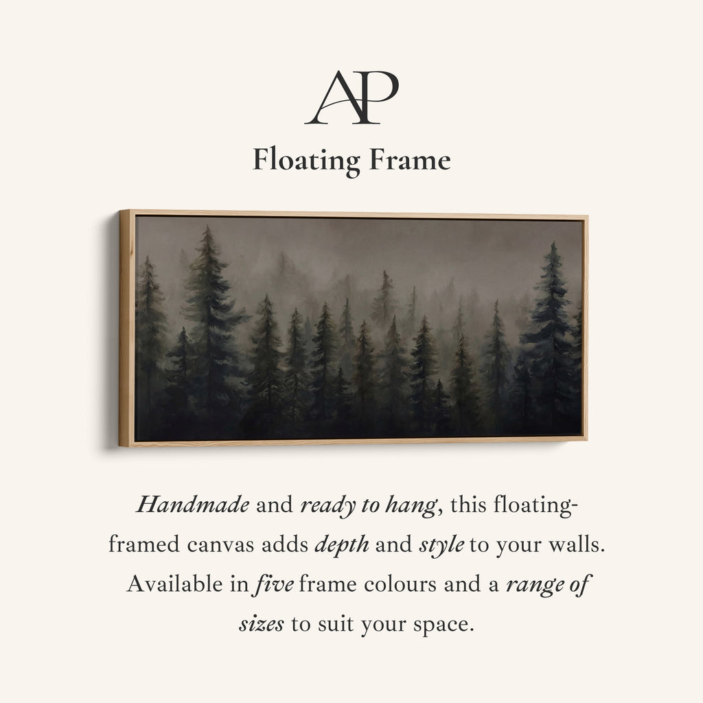 Large Wall Art Misty Pine Forest Panoramic Canvas Print For Office