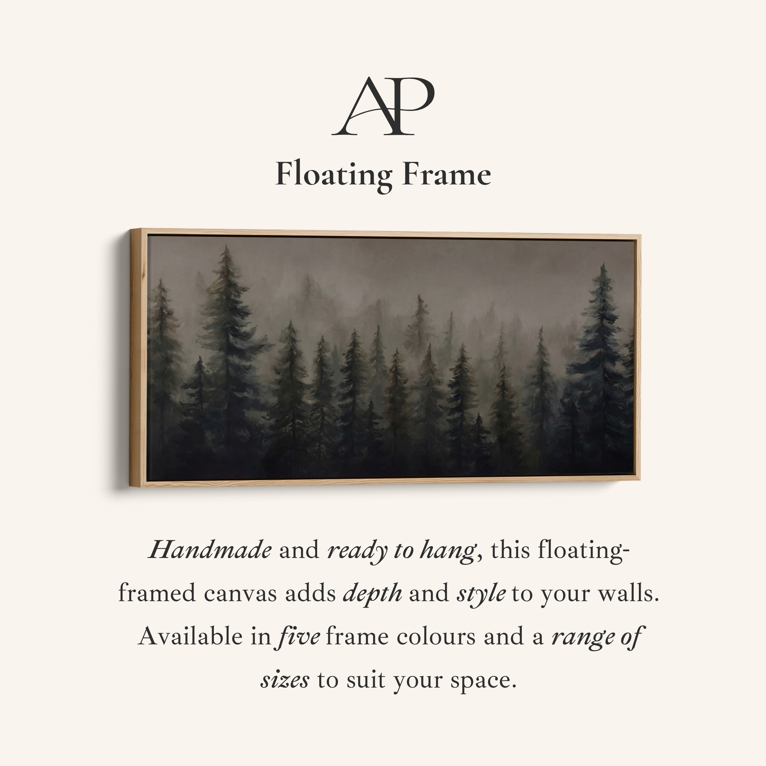 Large Wall Art Misty Pine Forest Panoramic Canvas Print For Office