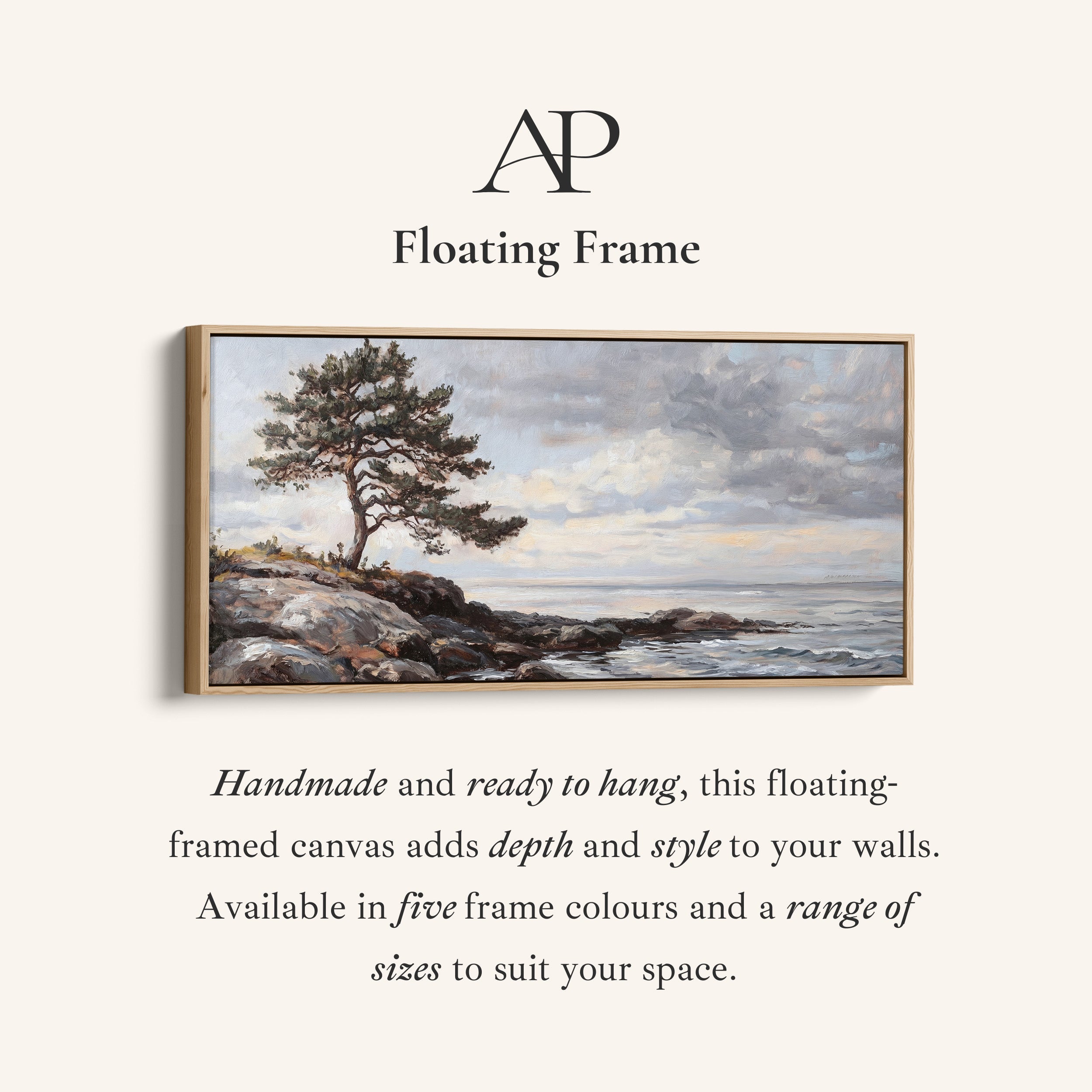 Wide Framed Canvas Coastal Tree And Sea Oversized Wall Decor For Hallway