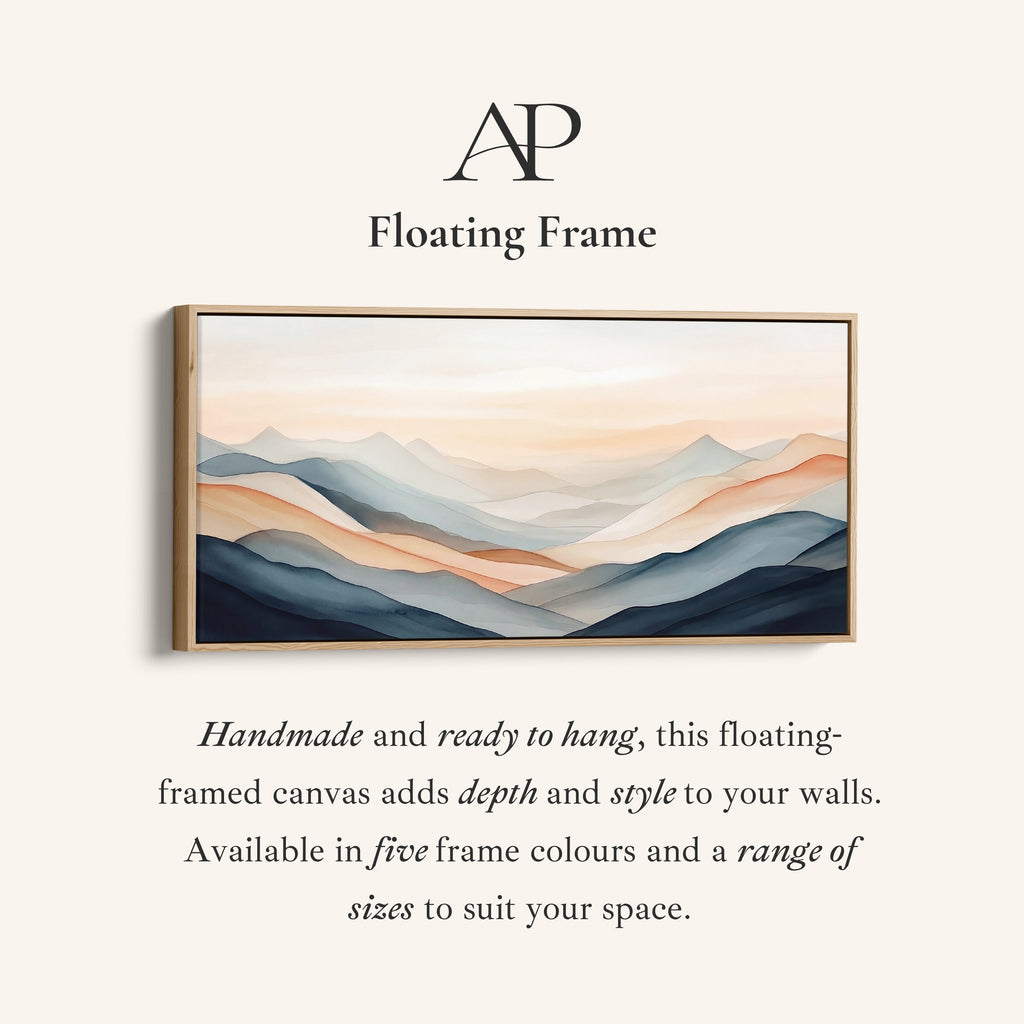 Layered Mountains Above Bed Wall Art Panoramic Canvas Print Living Room