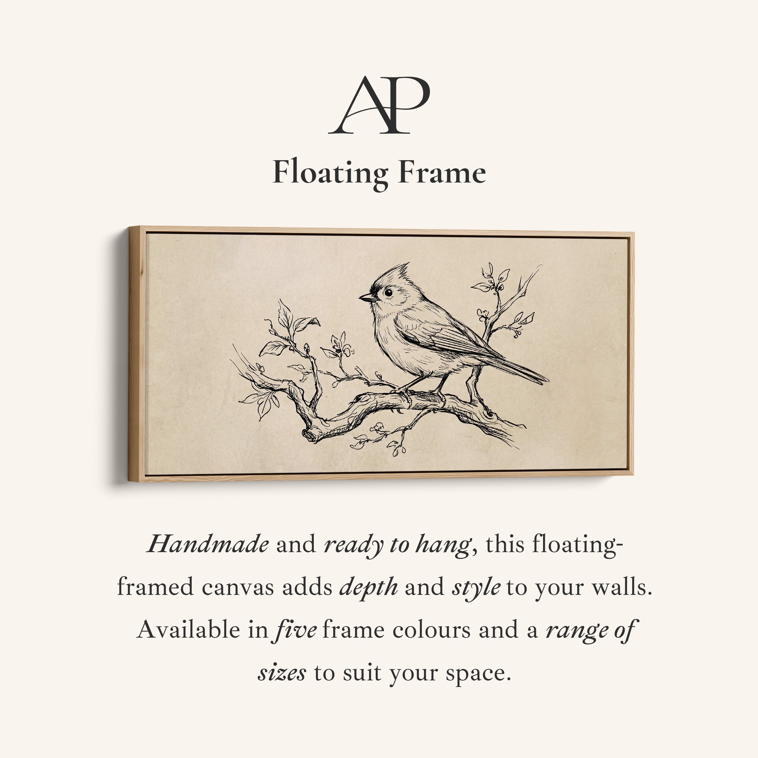 Two Bird Sketches Panoramic Wall Art Oversized Wall Decor For Office