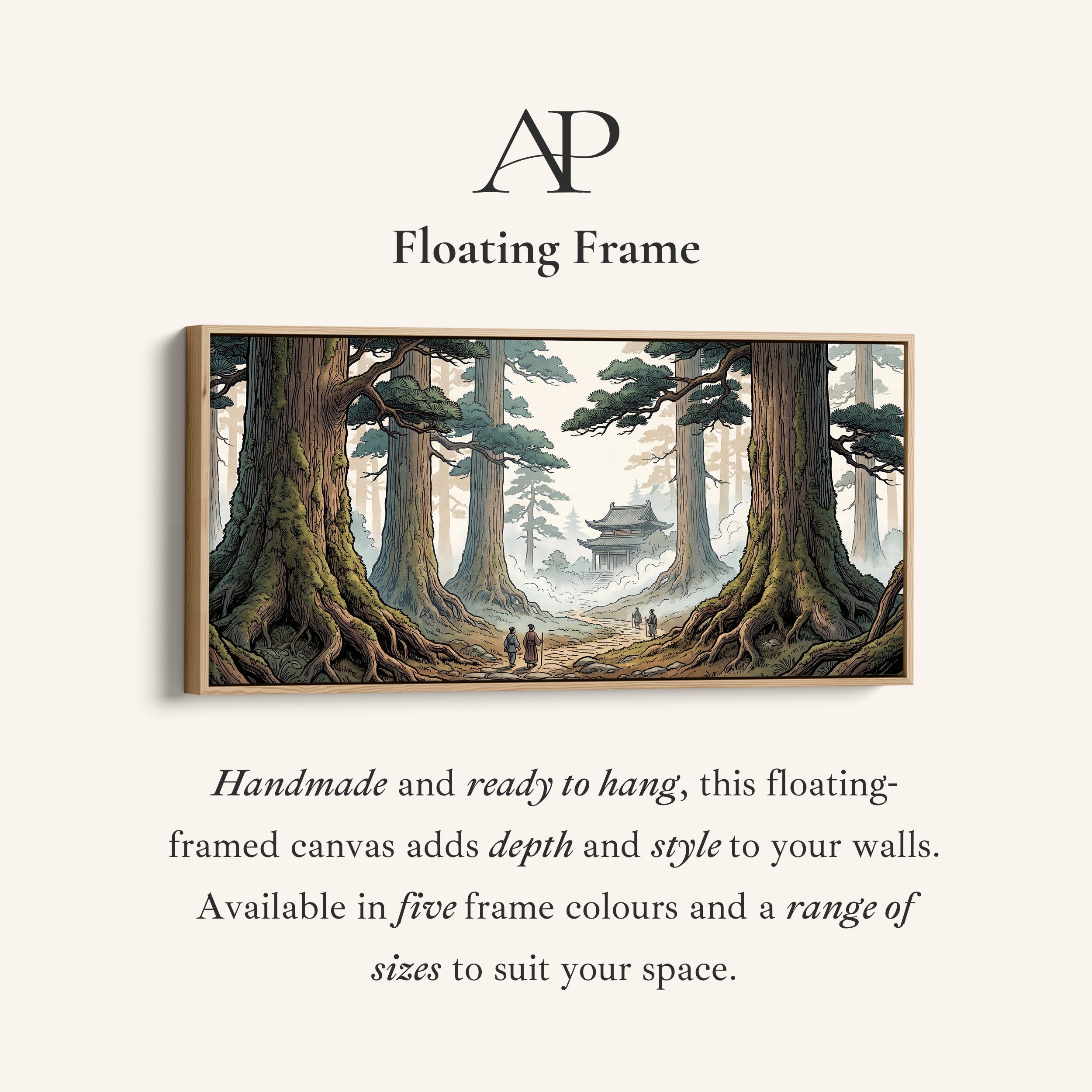 Japanese Forest Temple Horizontal Wall Art Statement Wall Decor For Living Room