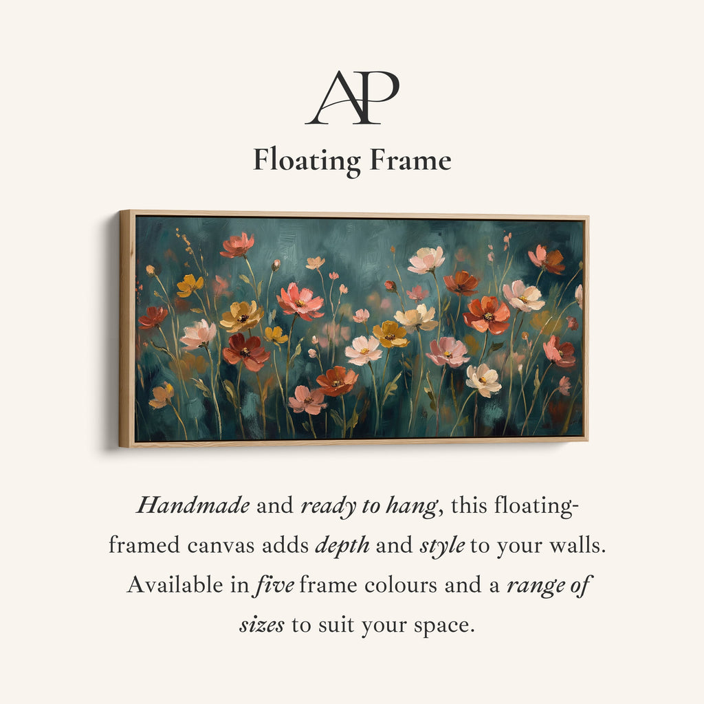 Pastel Wildflowers Wide Canvas Statement Wall Decor For Living Room
