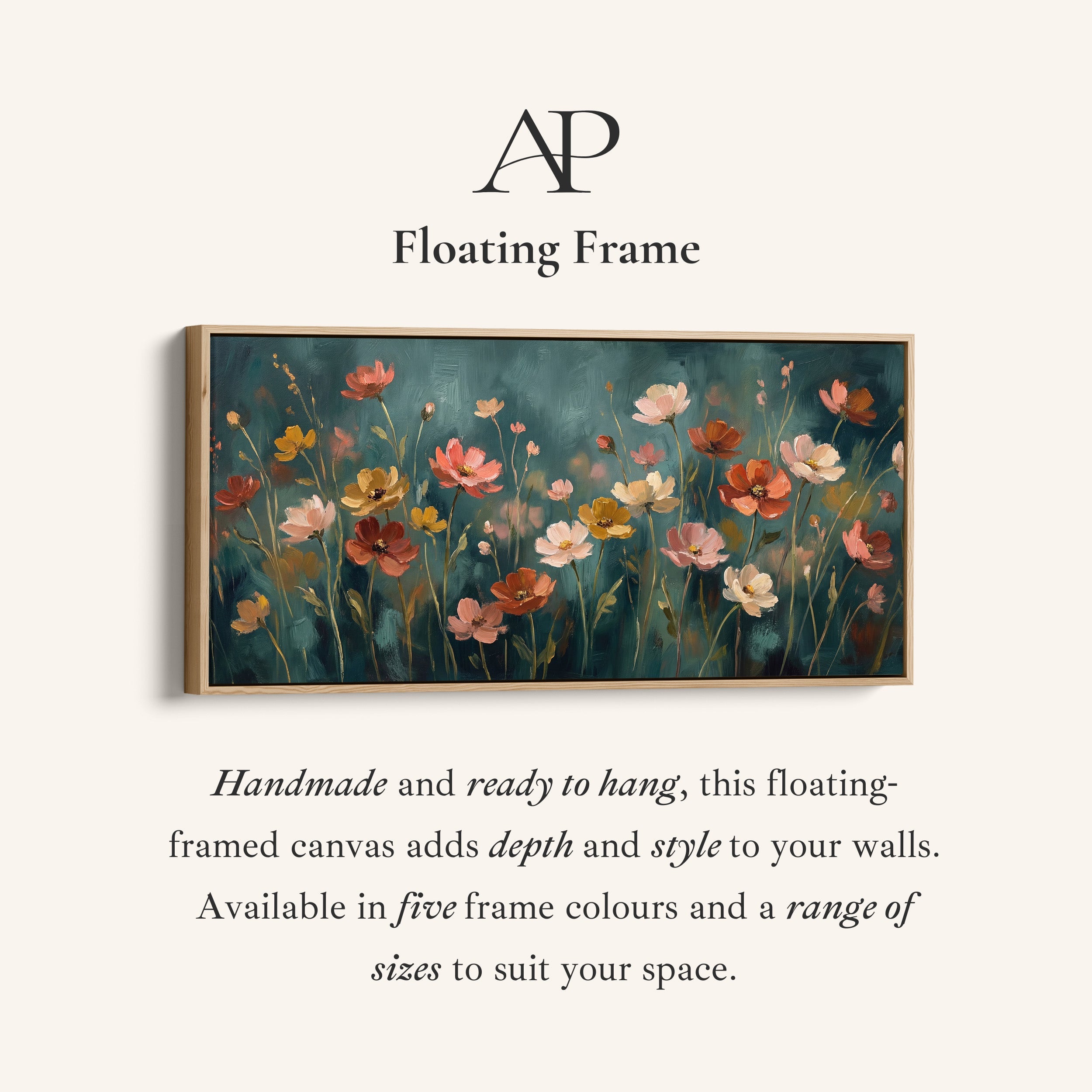 Pastel Wildflowers Wide Canvas Statement Wall Decor For Living Room