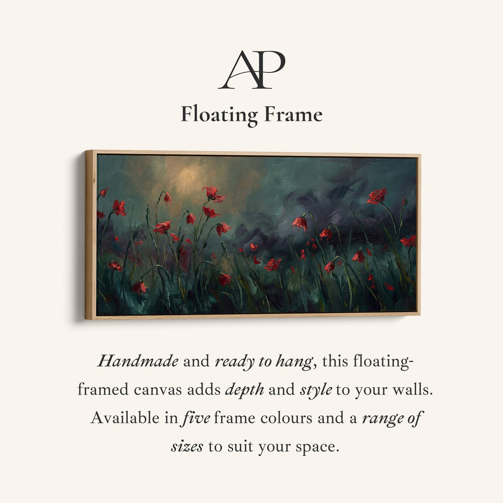 Red Poppies Panoramic Wall Art Horizontal Canvas Print For Bedroom