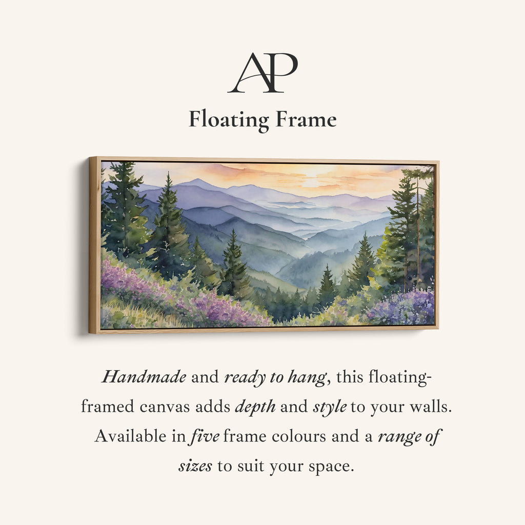 Mountain Valley Landscape Horizontal Wall Art Panoramic Canvas Print For Office