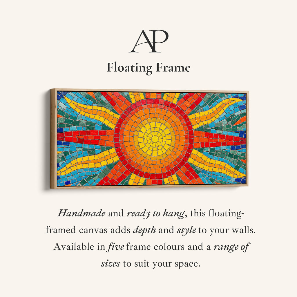 Wide Canvas Mosaic Sun Pattern Panoramic Canvas Print Living Room