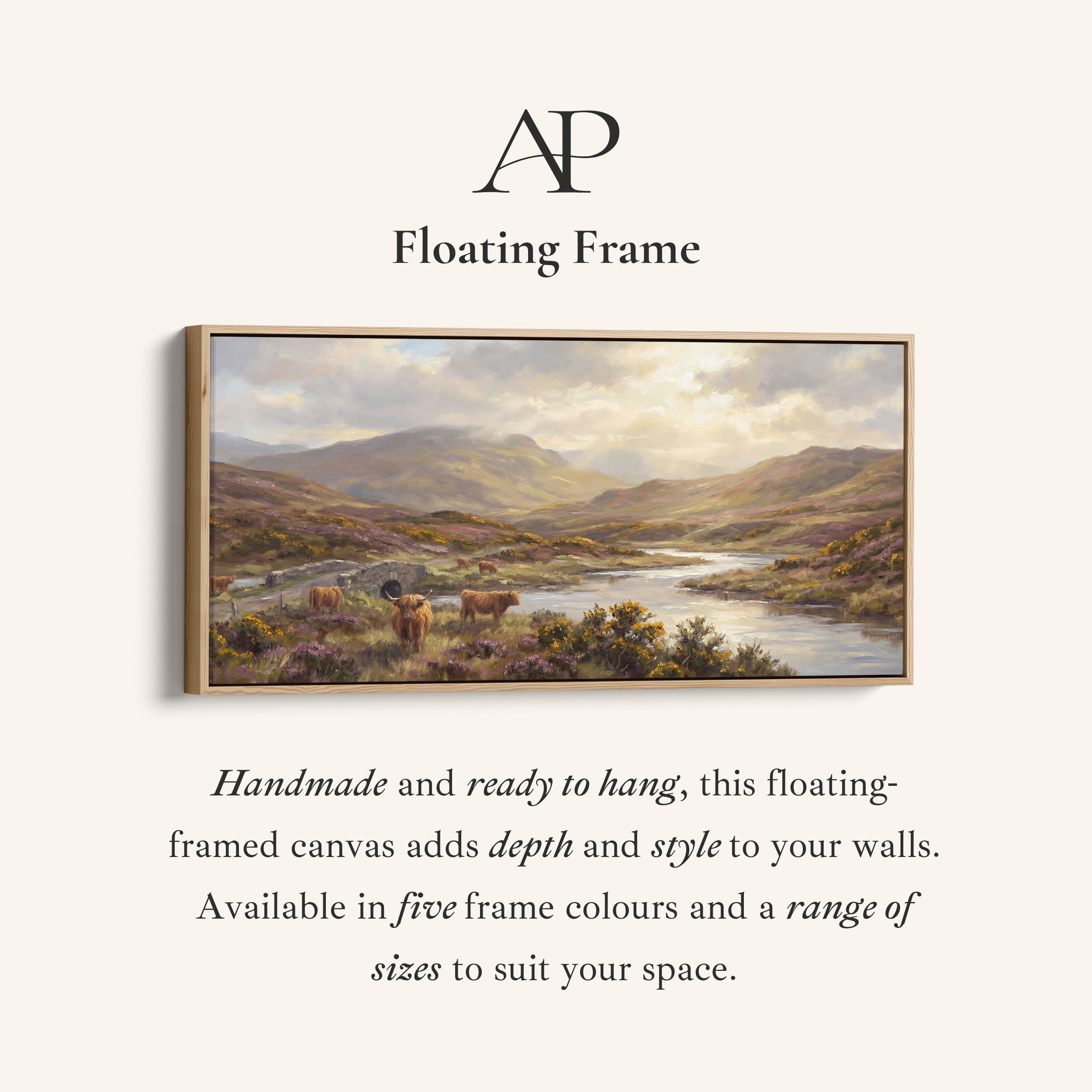 Highland Cows above soft wall art Extra Wide Canvas Office