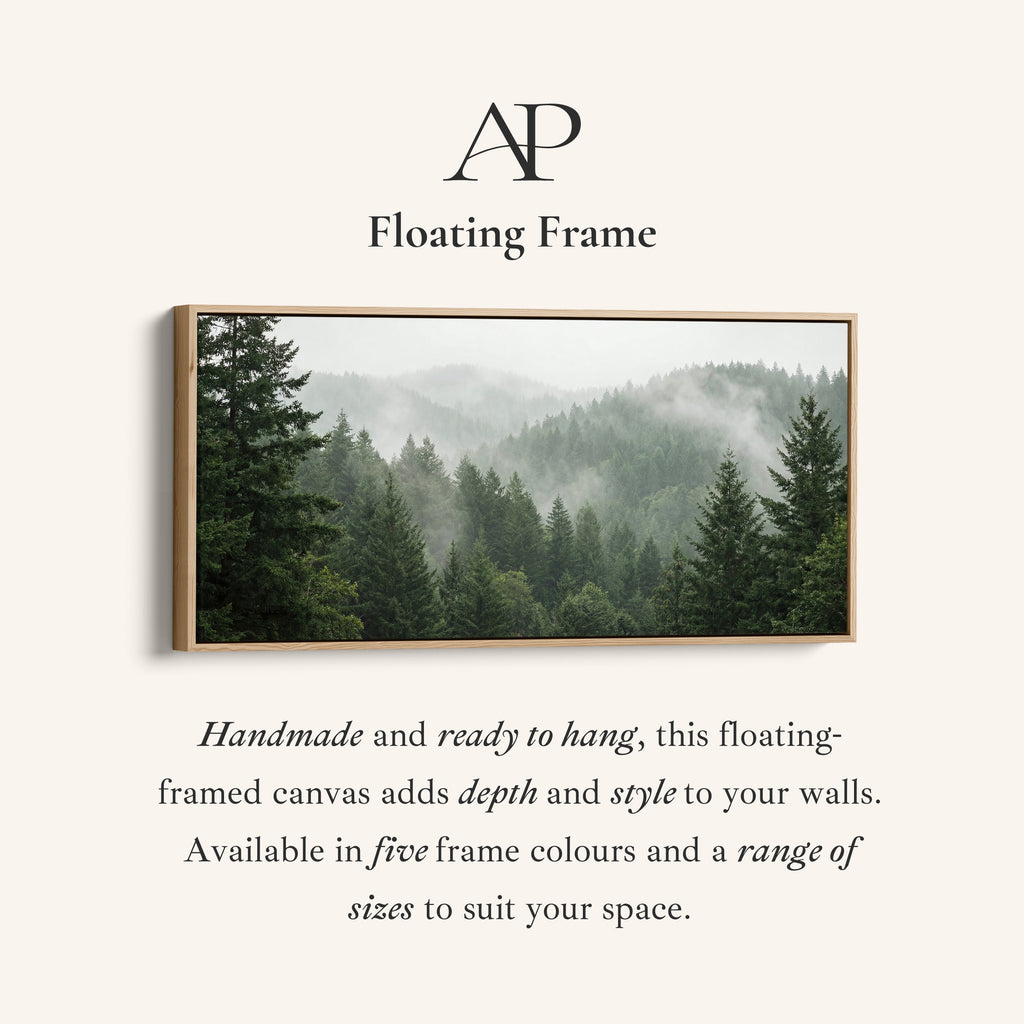 Misty Pine Hills Horizontal Wall Art Framed Canvas Print For Living Room