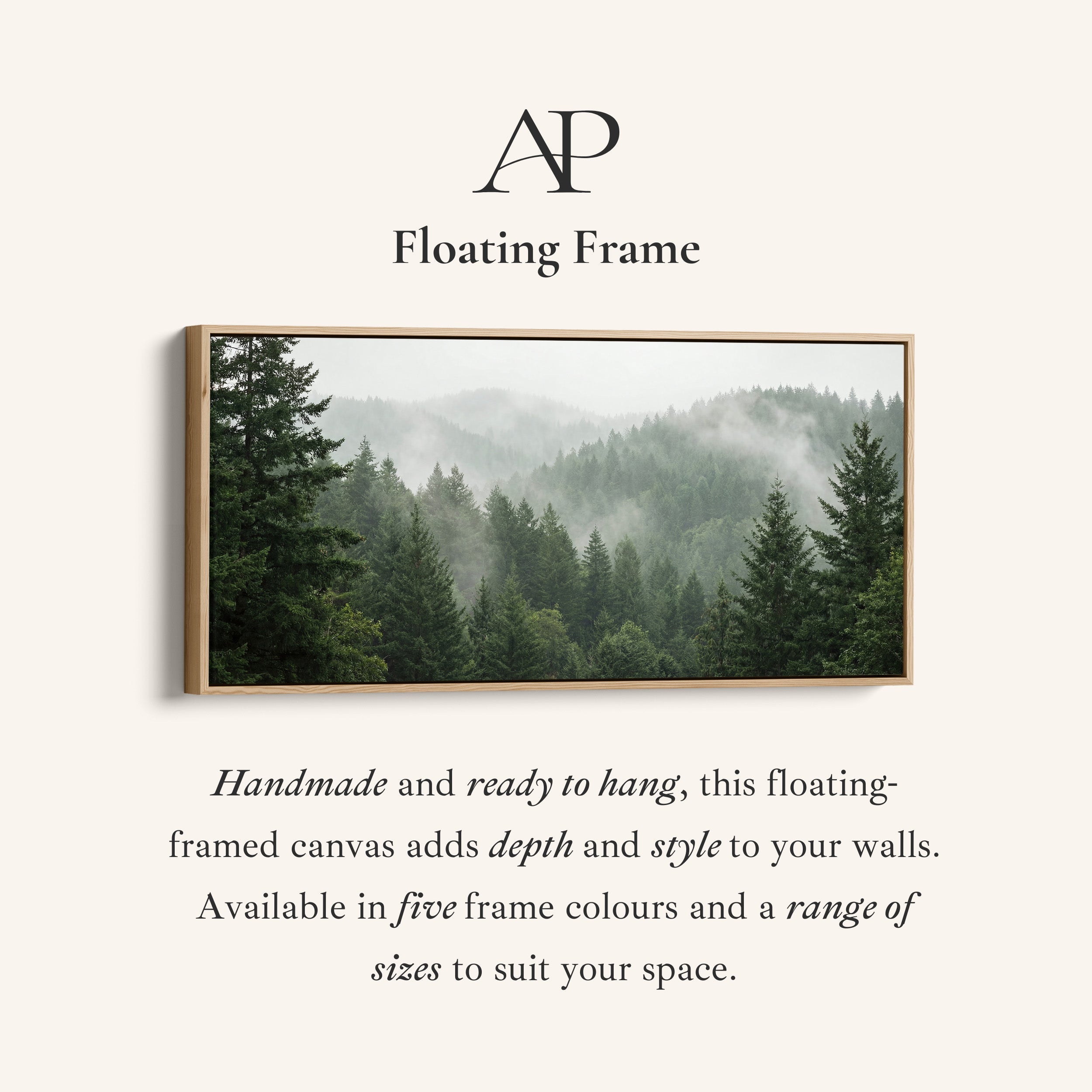 Misty Pine Hills Horizontal Wall Art Framed Canvas Print For Living Room
