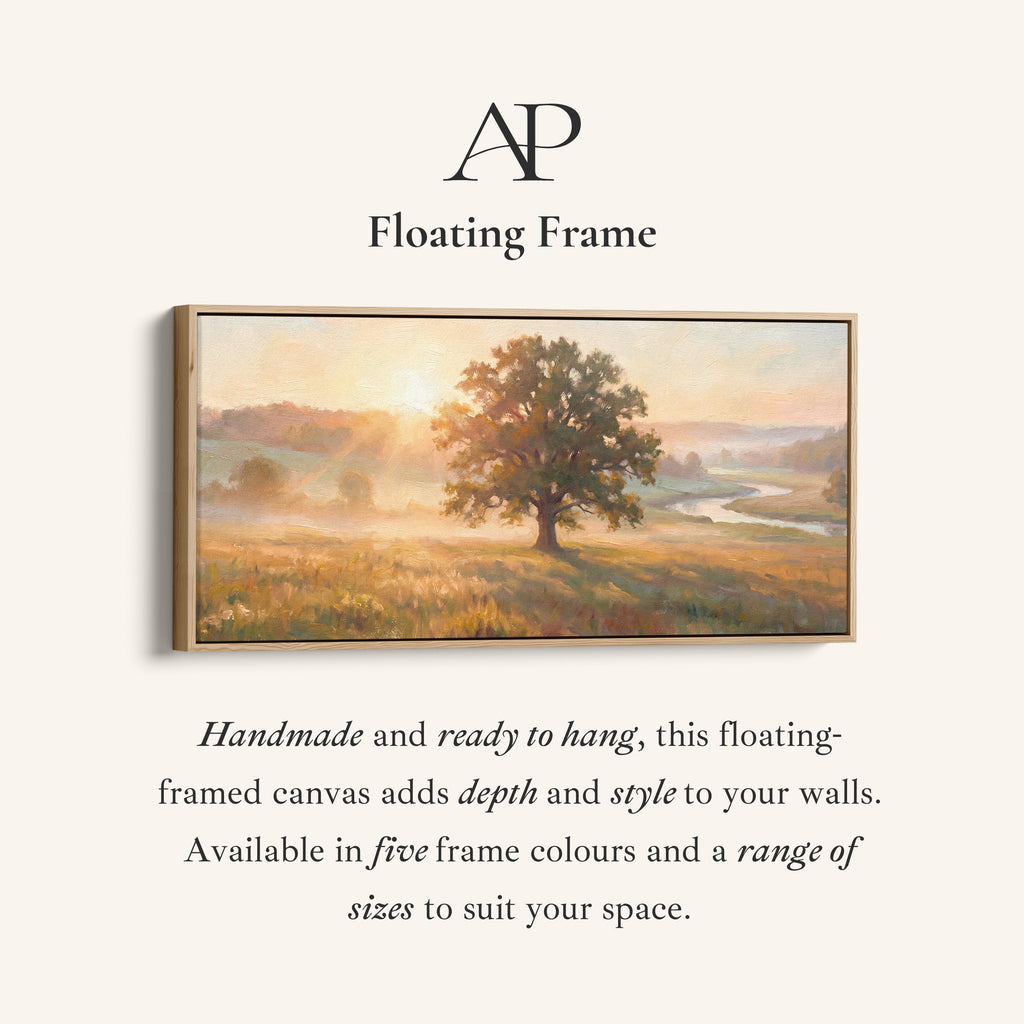Lone Tree By River Above Bed Wall Art Horizontal Canvas Print For Bedroom