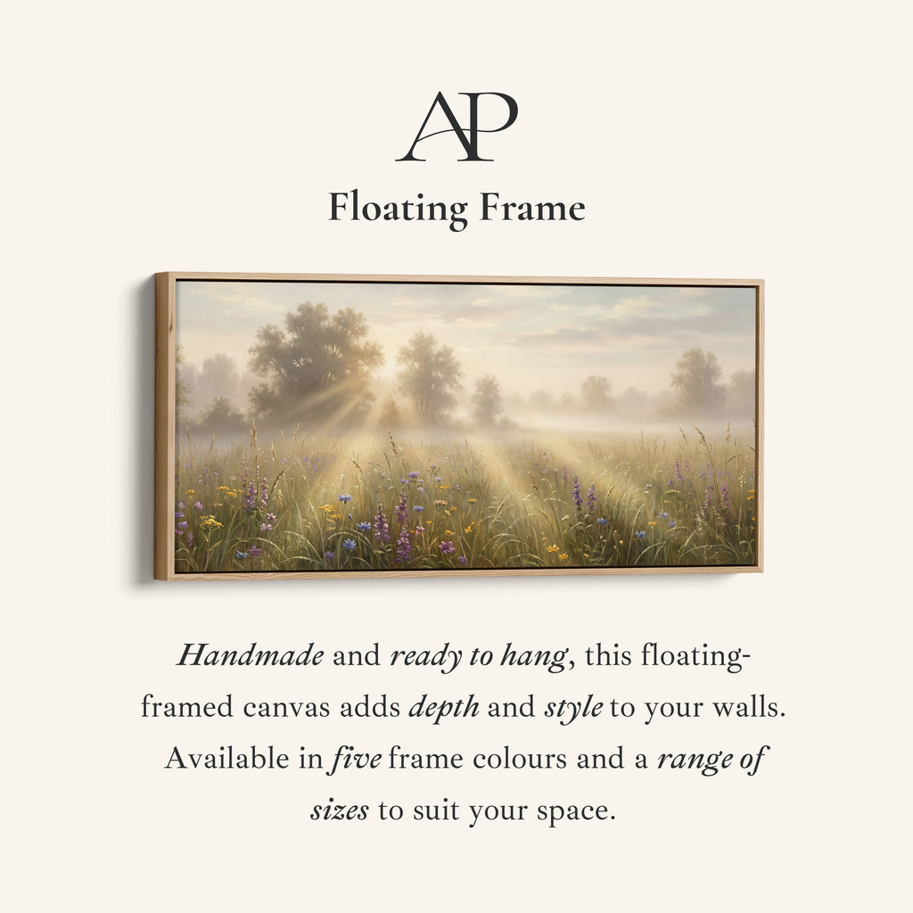 Misty Meadow Rays Long Wall Art Horizontal Canvas Print For Living Room