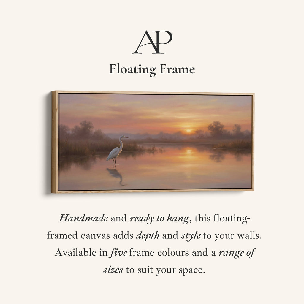 White Heron At Sunrise Horizontal Wall Art Oversized Wall Decor For Office