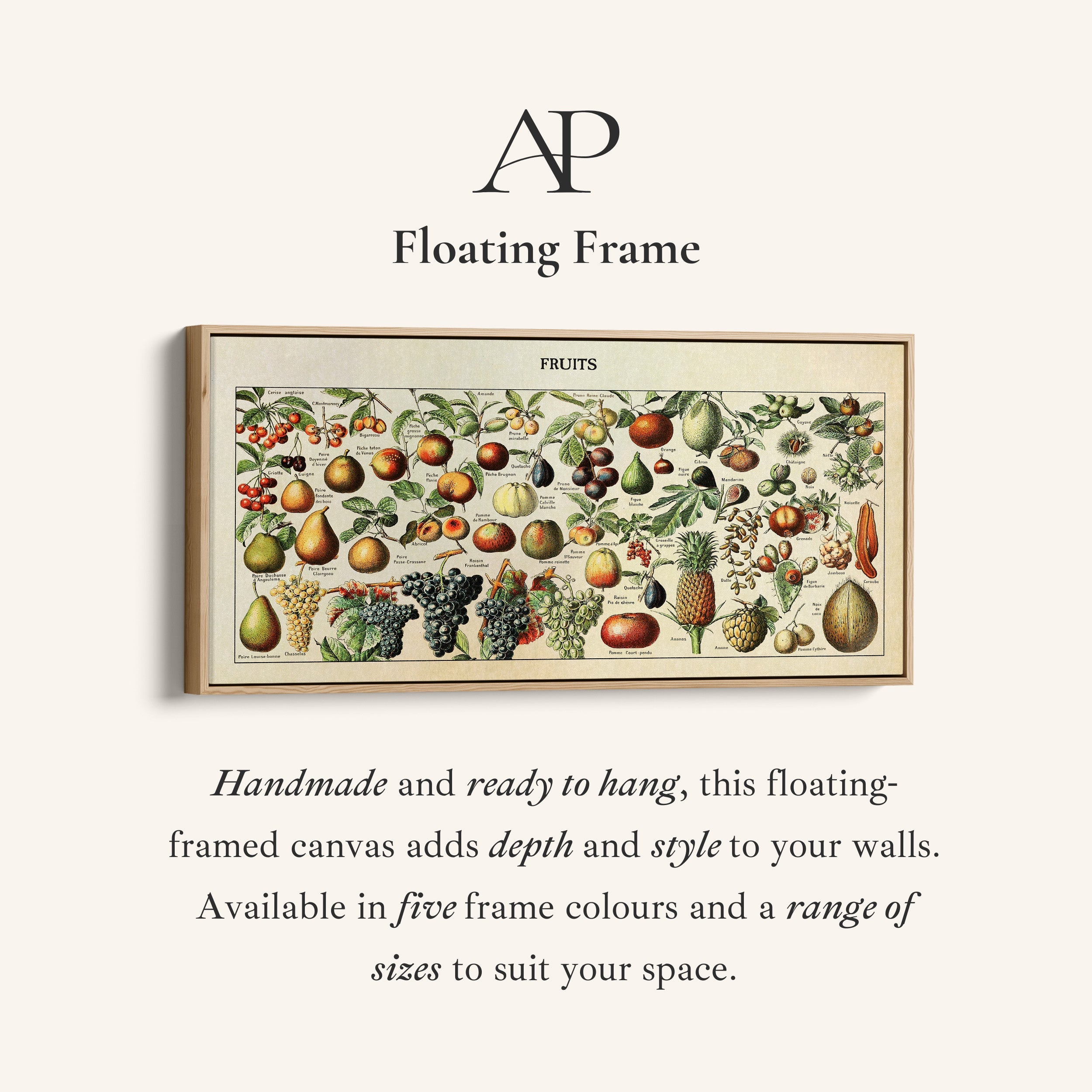 Adolphe Millot Vintage Fruit Chart Bedroom Wall Art Extra Wide Canvas For Kitchen