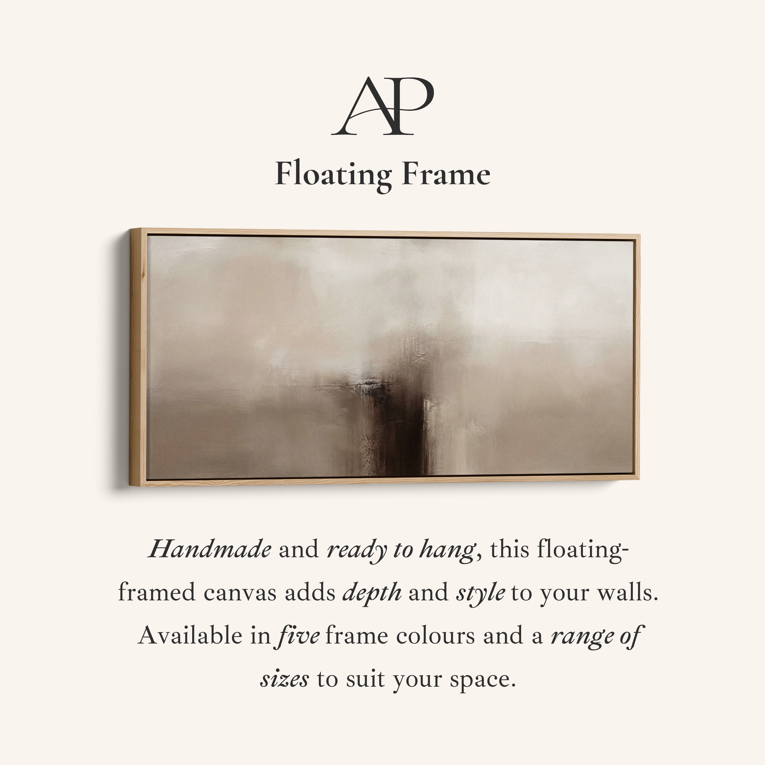 Abstract Beige Horizontal Wall Art Framed Canvas Print For Bedroom