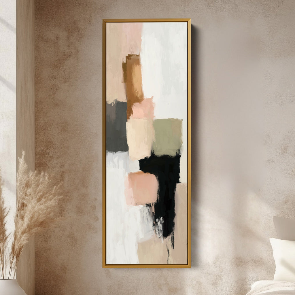 Minimalist Neutral Beige Abstract Vertical Wall Decor