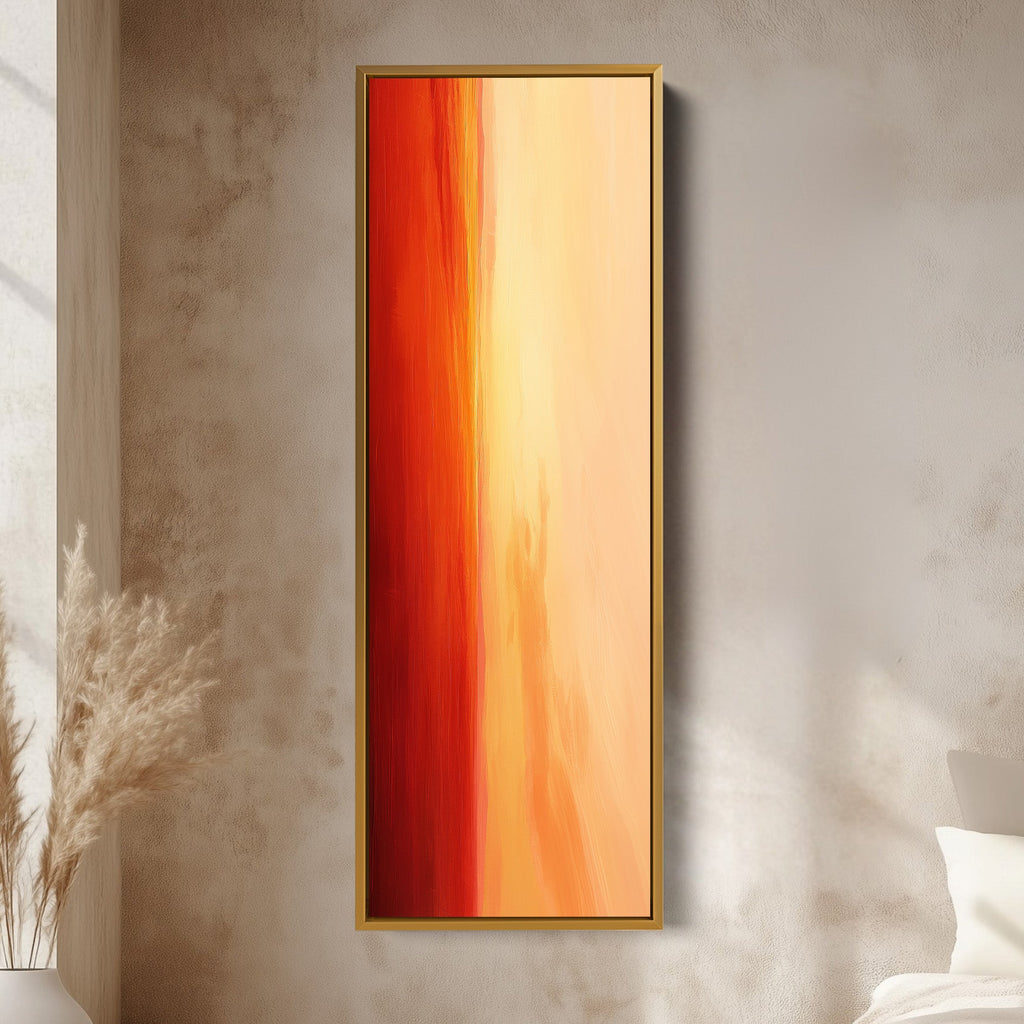 Red & Orange Abstract Skinny Tall Vertical Large Canvas Wall Art