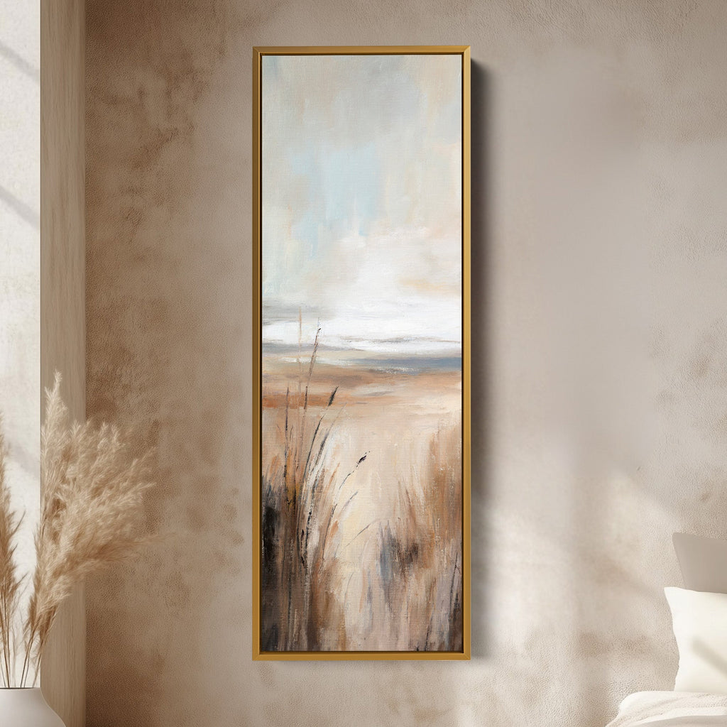 Beige Abstract Large Canvas Wall Decor - Vertical Long Narrow Wall Art