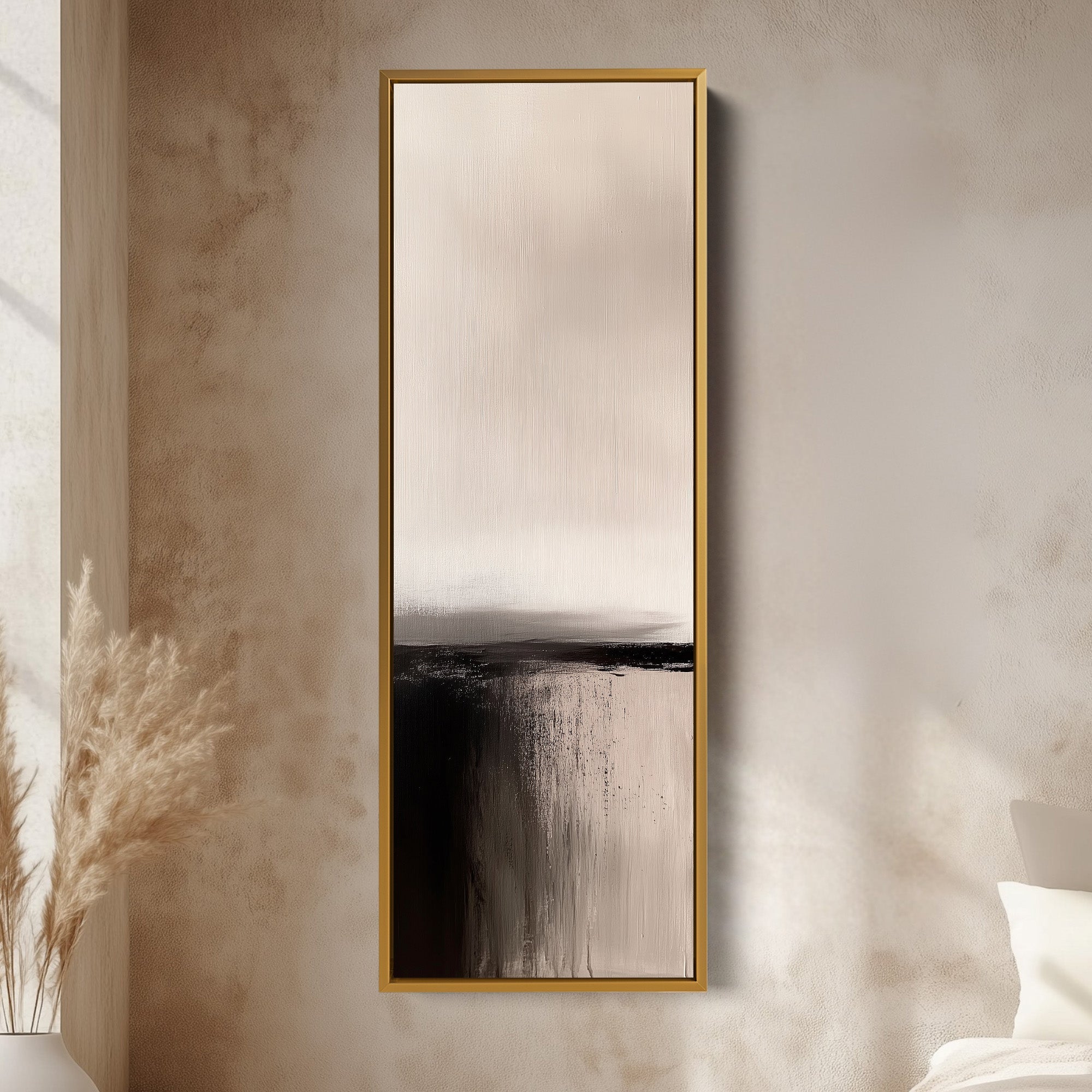 Long Narrow Vertical Wall Art Minimalist Abstract Gray
