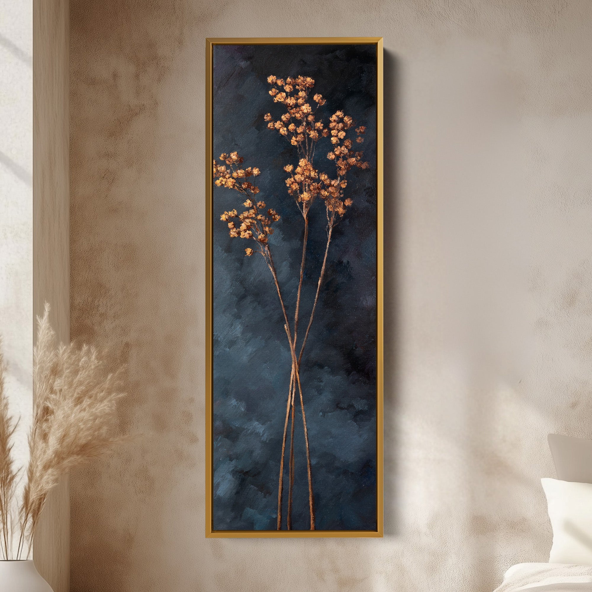 Vintage Wildflower Kitchen Tall Skinny Vertical Framed Canvas Decor