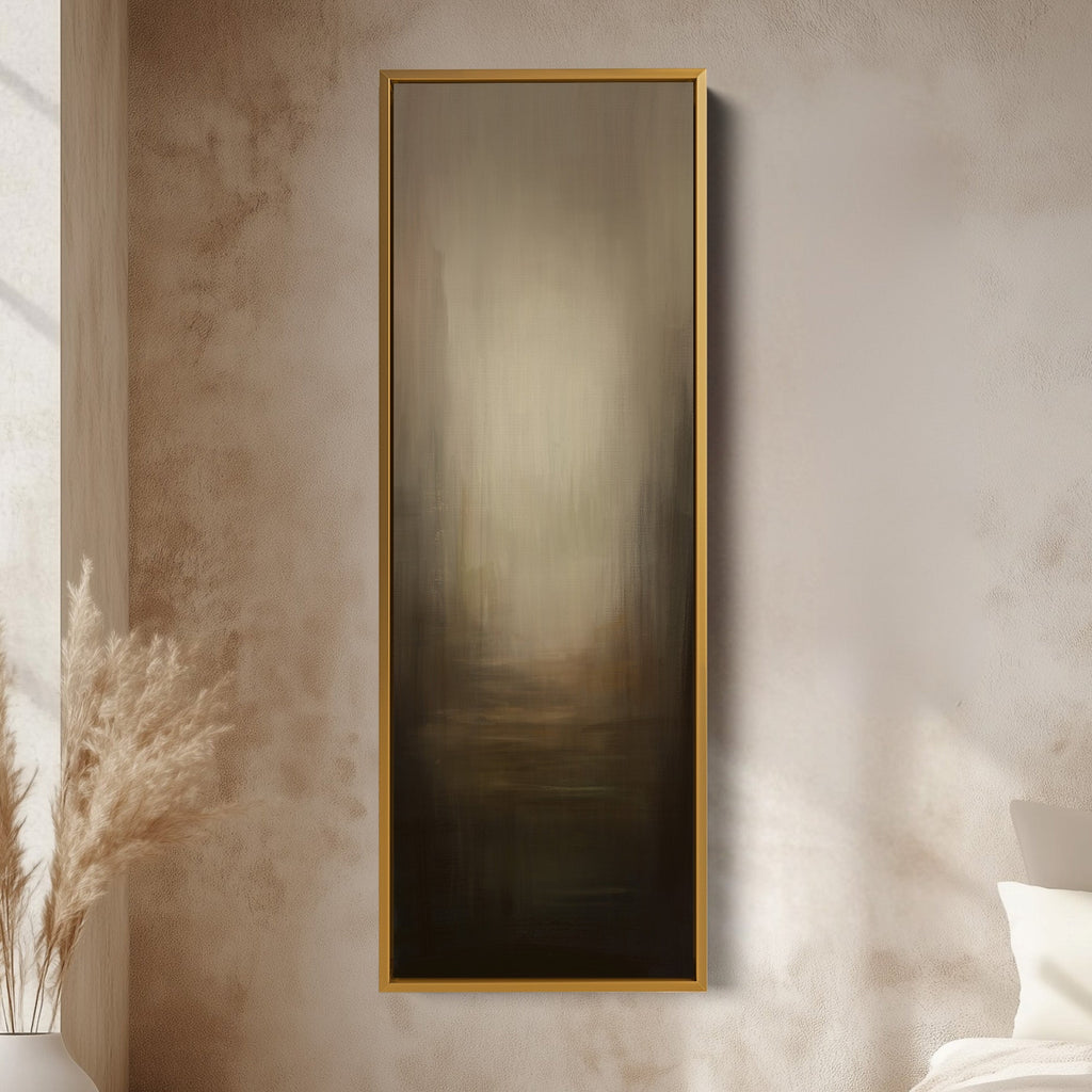 Abstract Dark Beige Long Vertical Tall Wall Art Large Framed Canvas