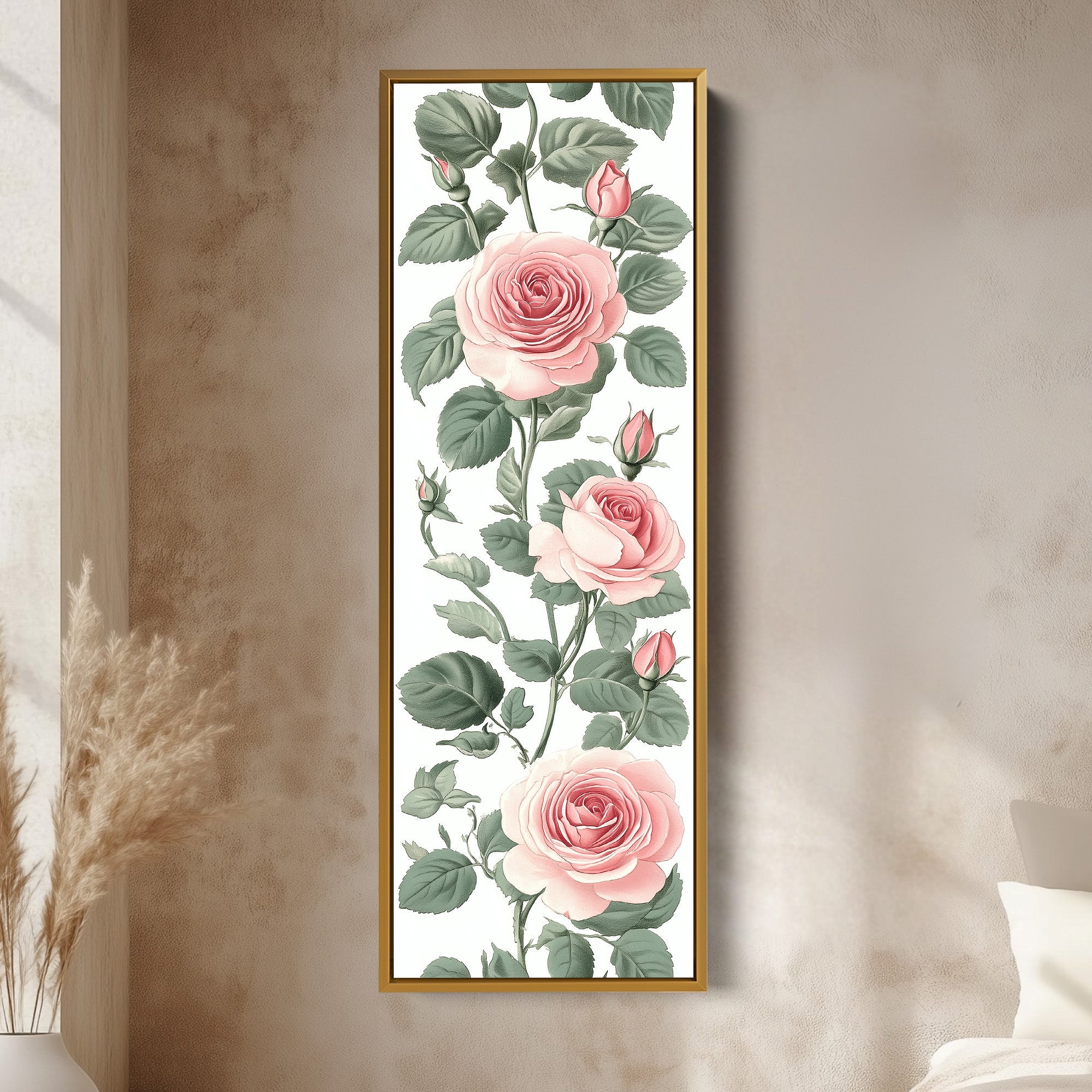 Vintage Pink Floral Tall Skinny Wall Art