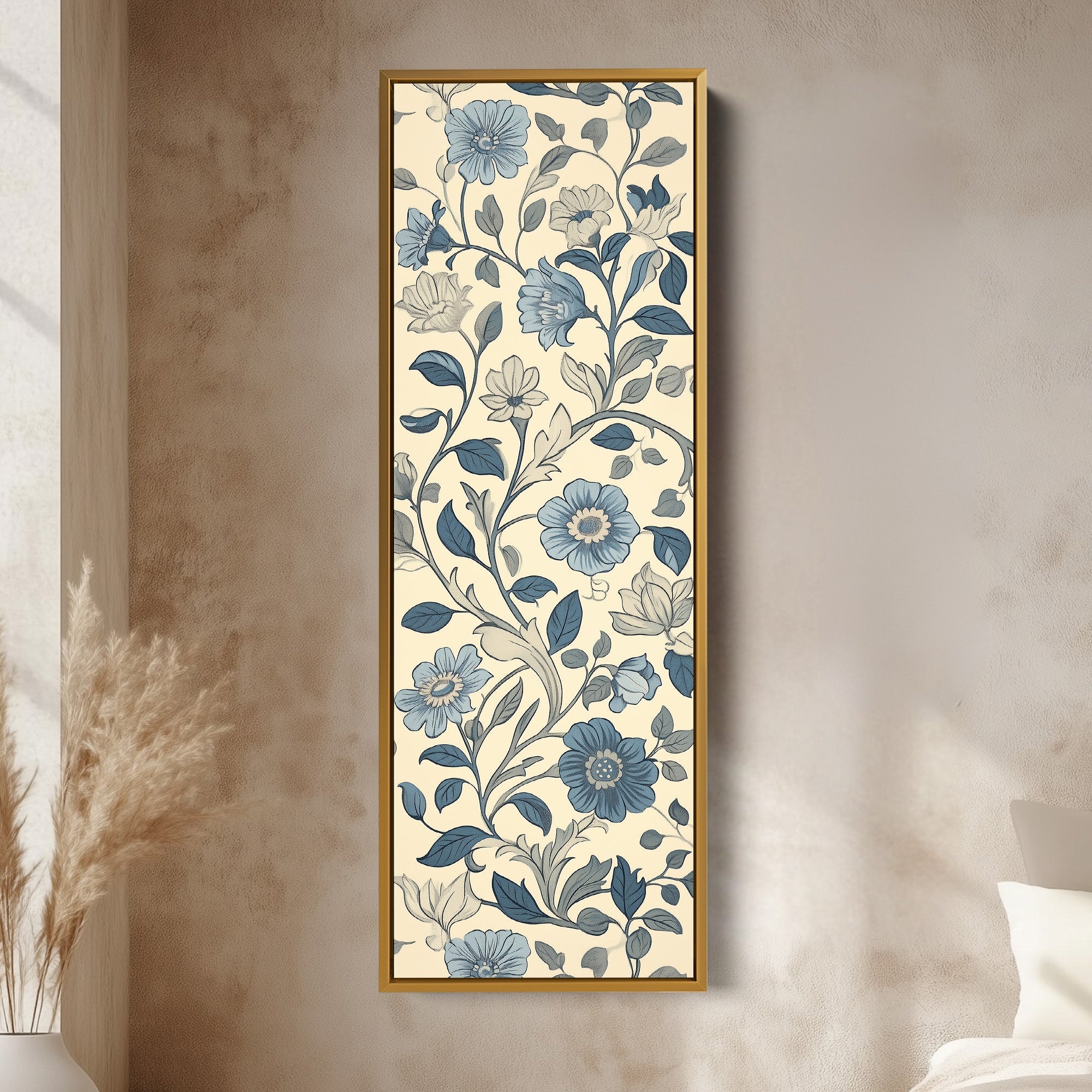 Vintage Blue & Cream Vertical Wall Decor