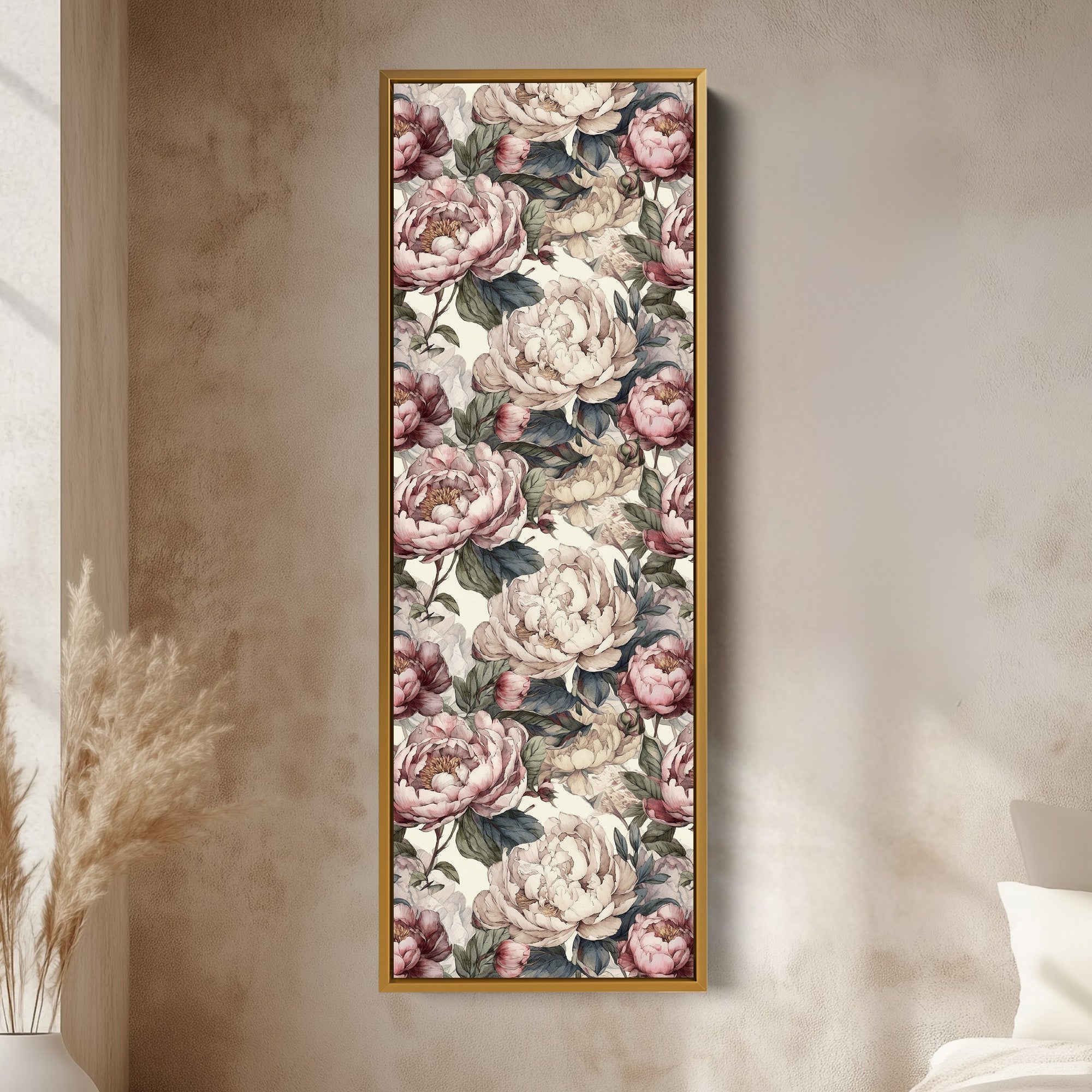 Cottagecore Peony Floral Long Vertical Wall Decor