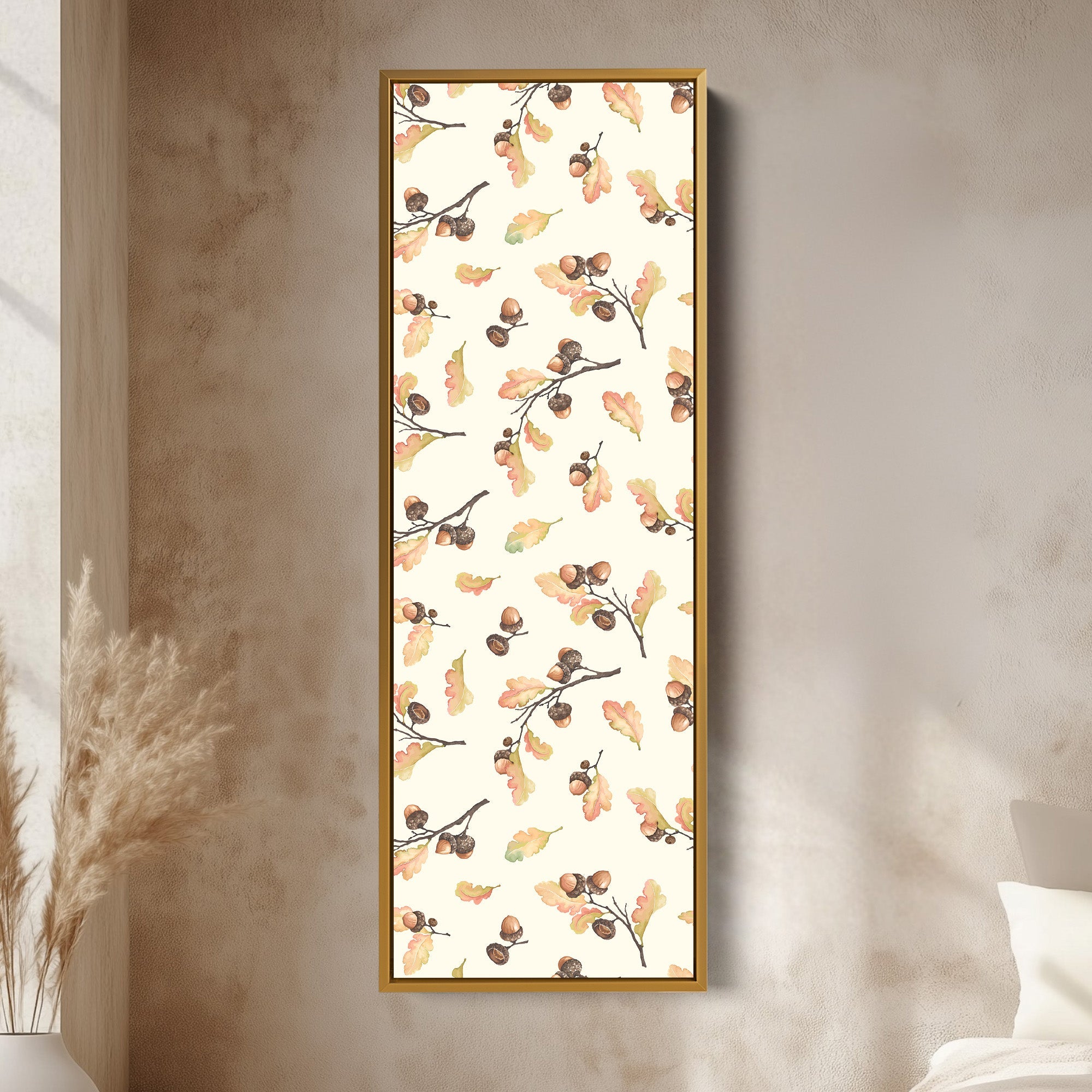 Acorn Illustration Long Vertical Framed Wall Decor