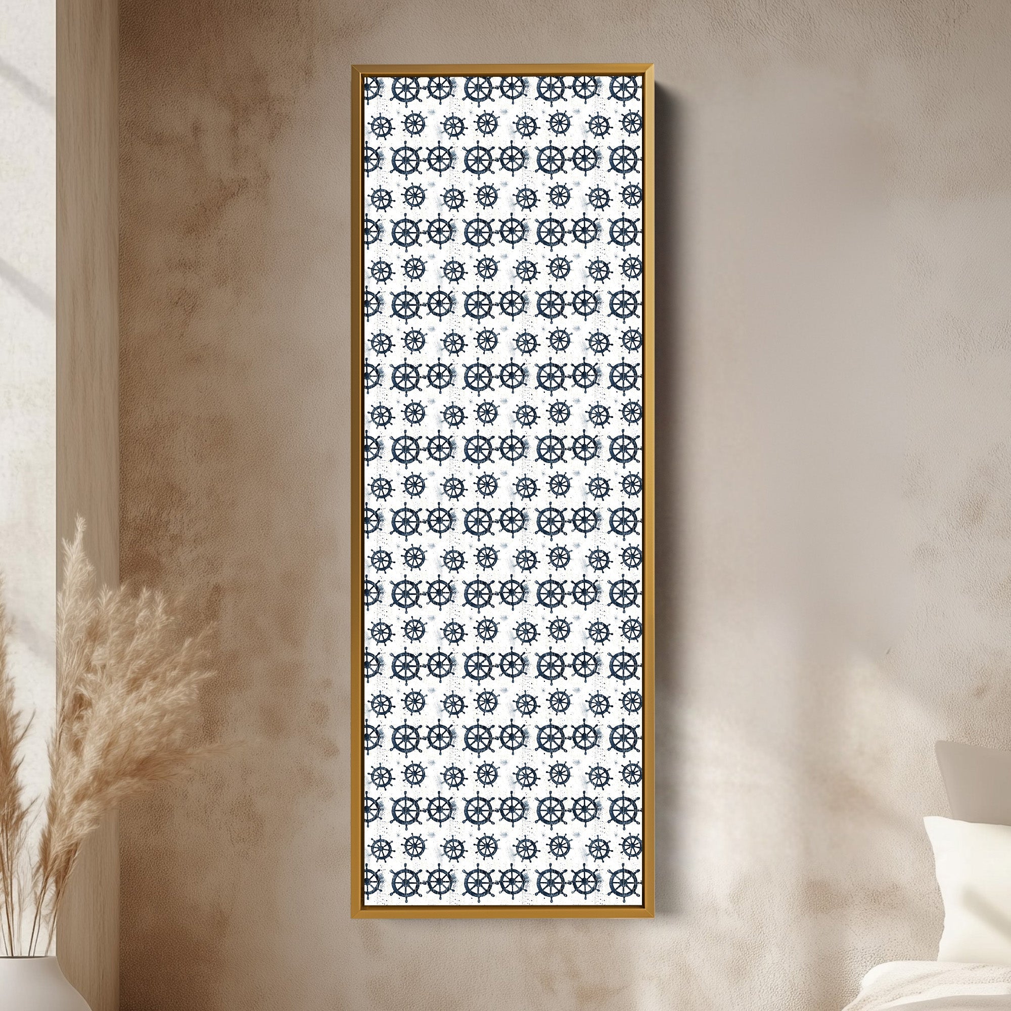 Vertical Long Wall Art Ships Wheel Wall Art