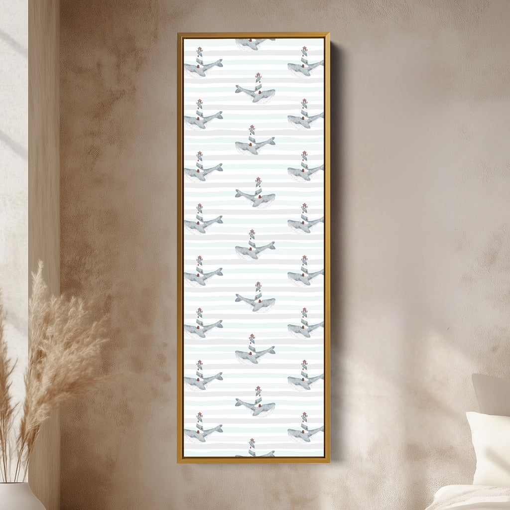 Vertical Kids Room Wall Decor Whales & Lighthouses
