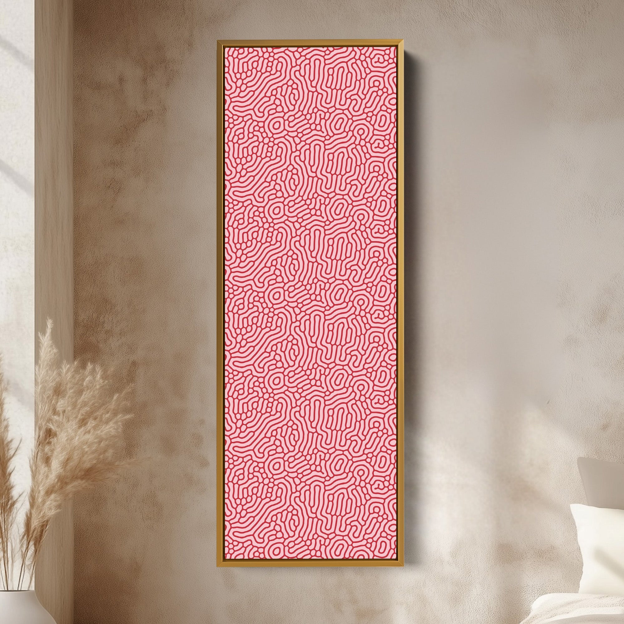 Red & Pink Wriggly Vertical Narrow Wall Art