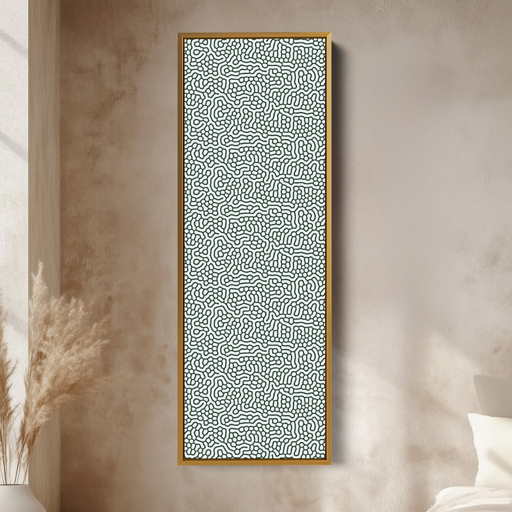 Green & White Wriggly Vertical Narrow Wall Art