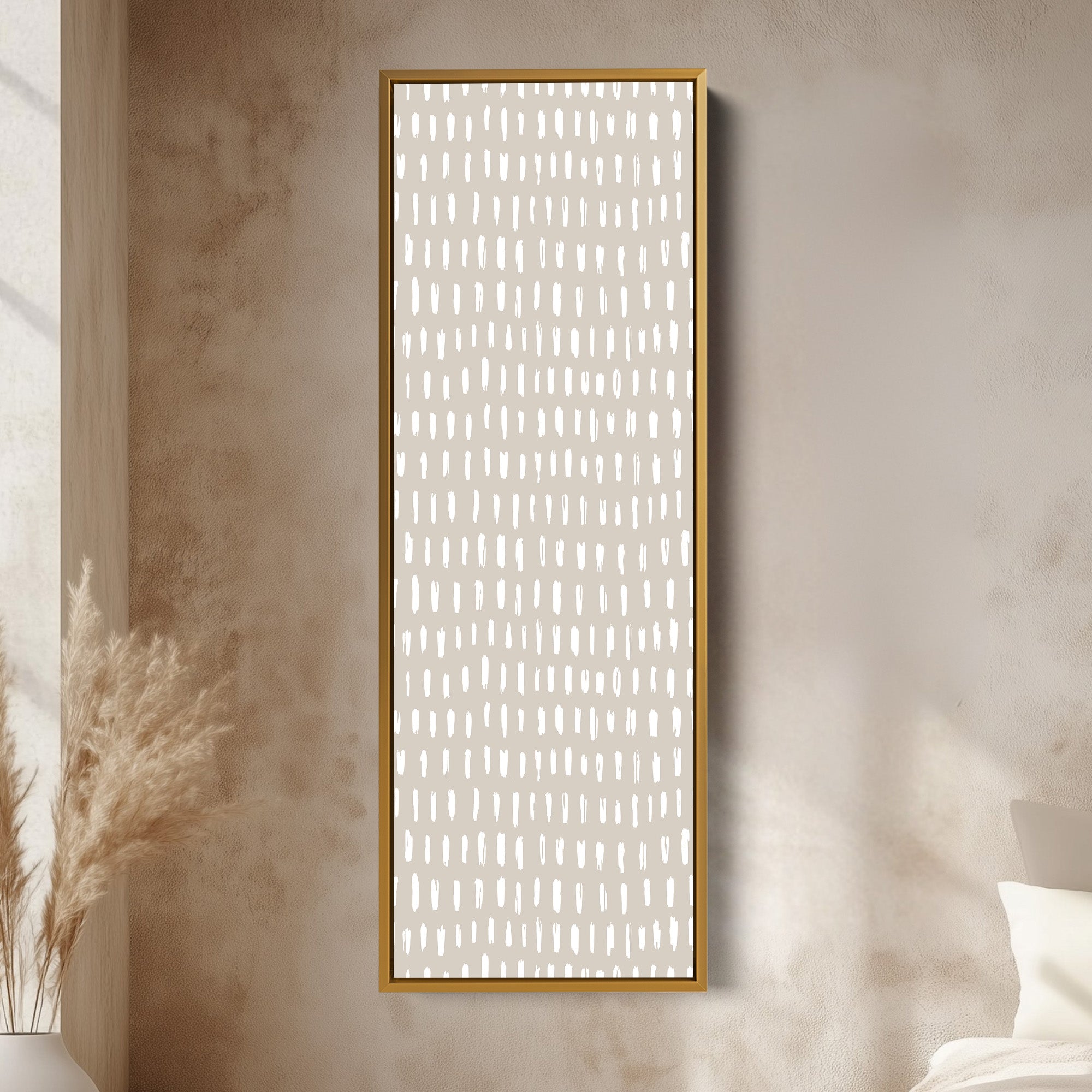 Minimalist Vertical Bedroom Wall Art Beige