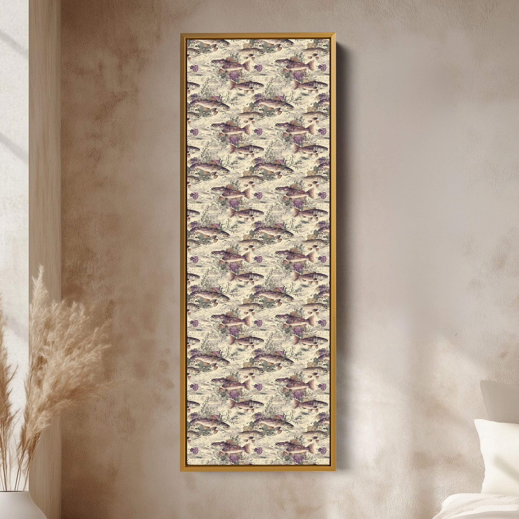 Vintage Floral Fish Vertical Kitchen Long Wall Decor