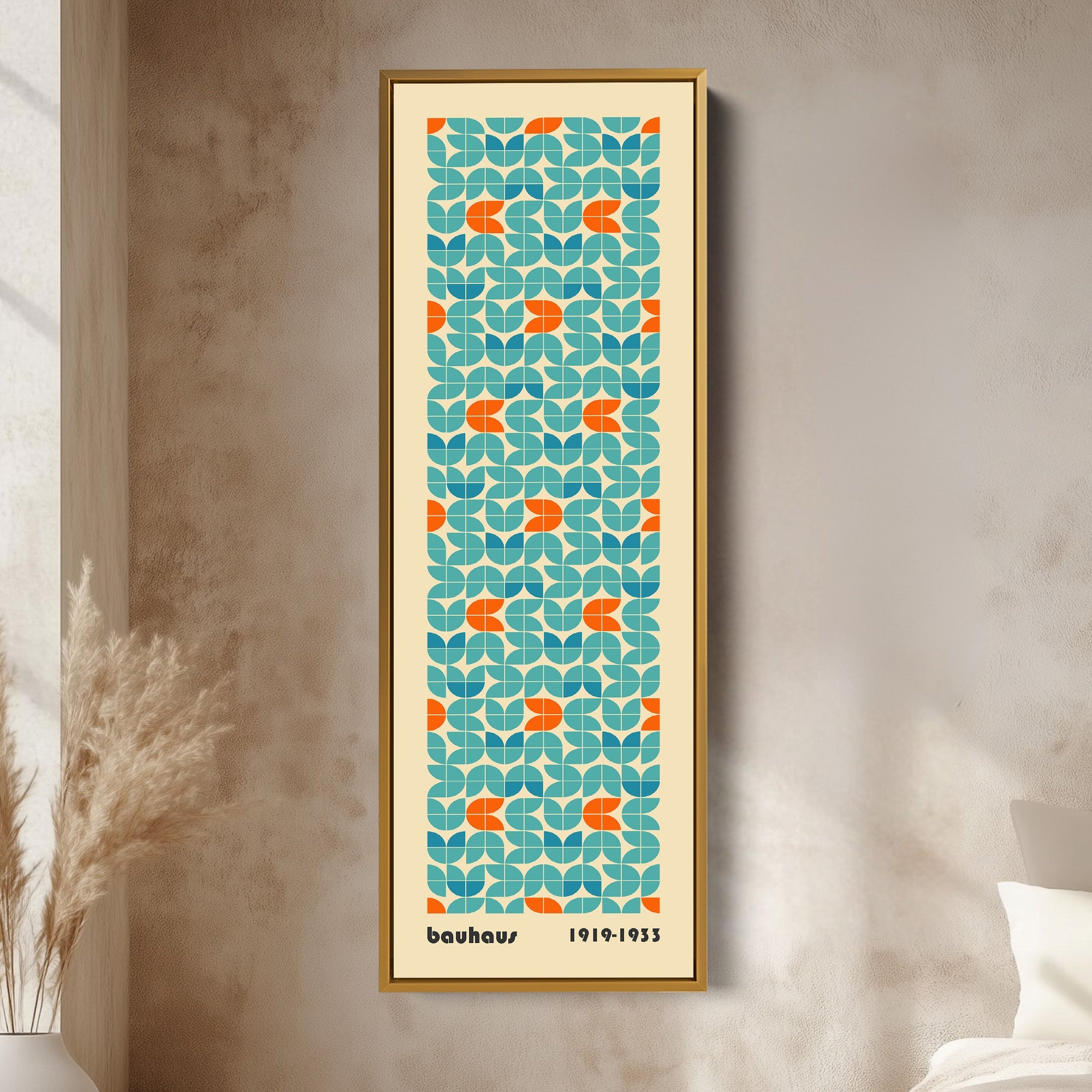 Bauhaus Large Framed Vertical Long Canvas Wall Art