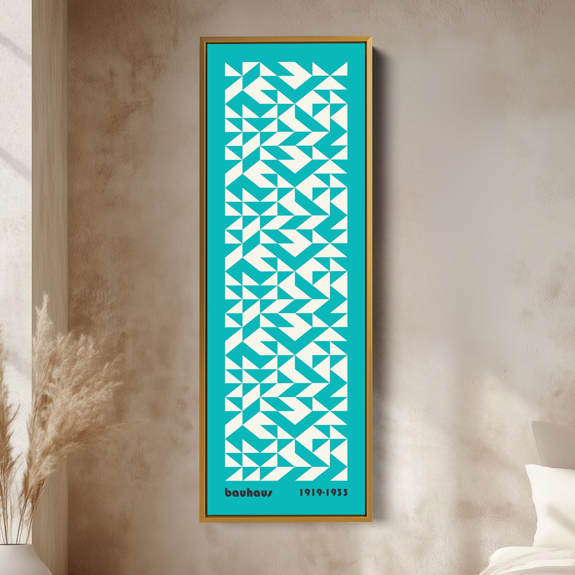 Blue Mid Century Bauhaus Vertical Long Canvas Wall Art