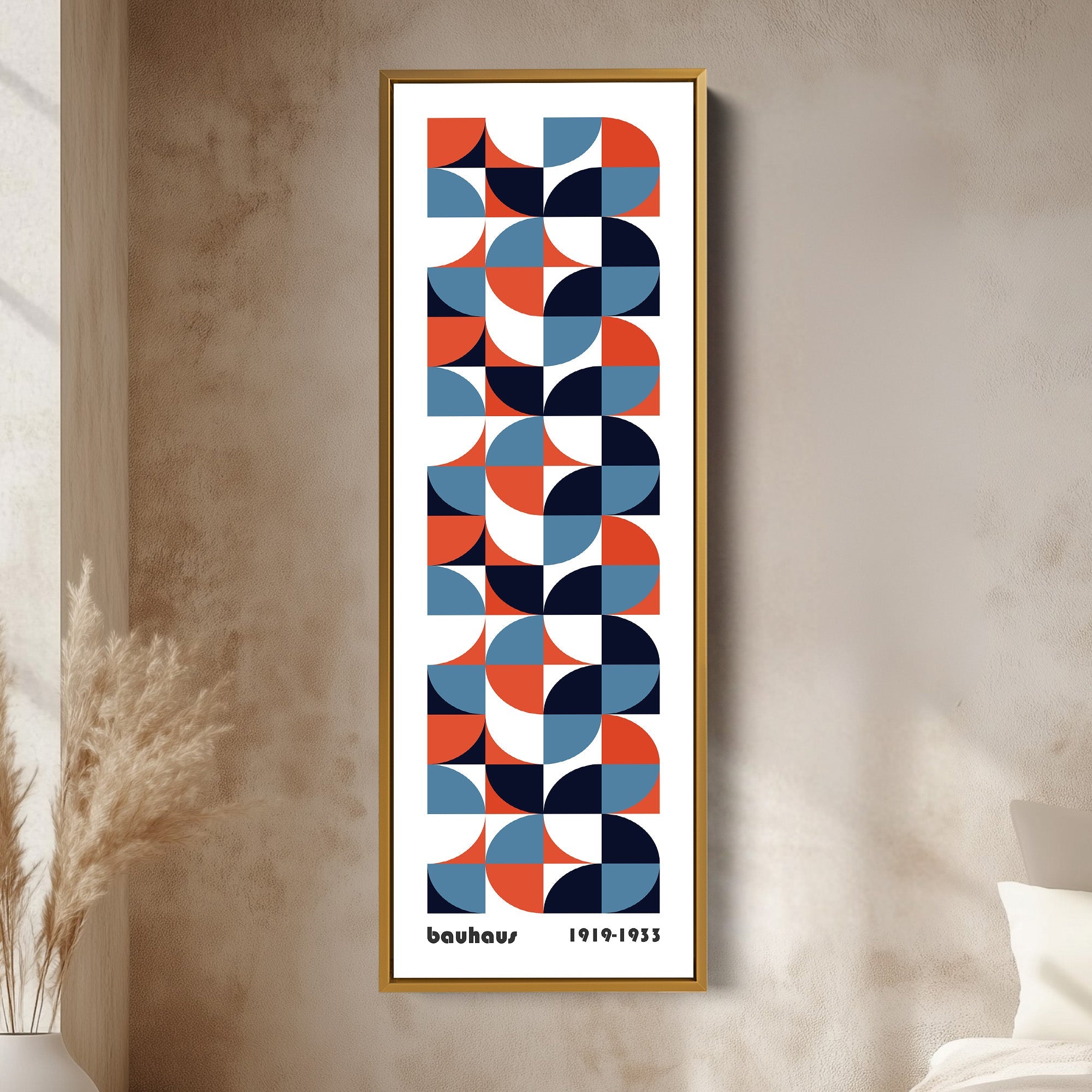White Large Framed Canvas Beige Bauhaus Wall Art