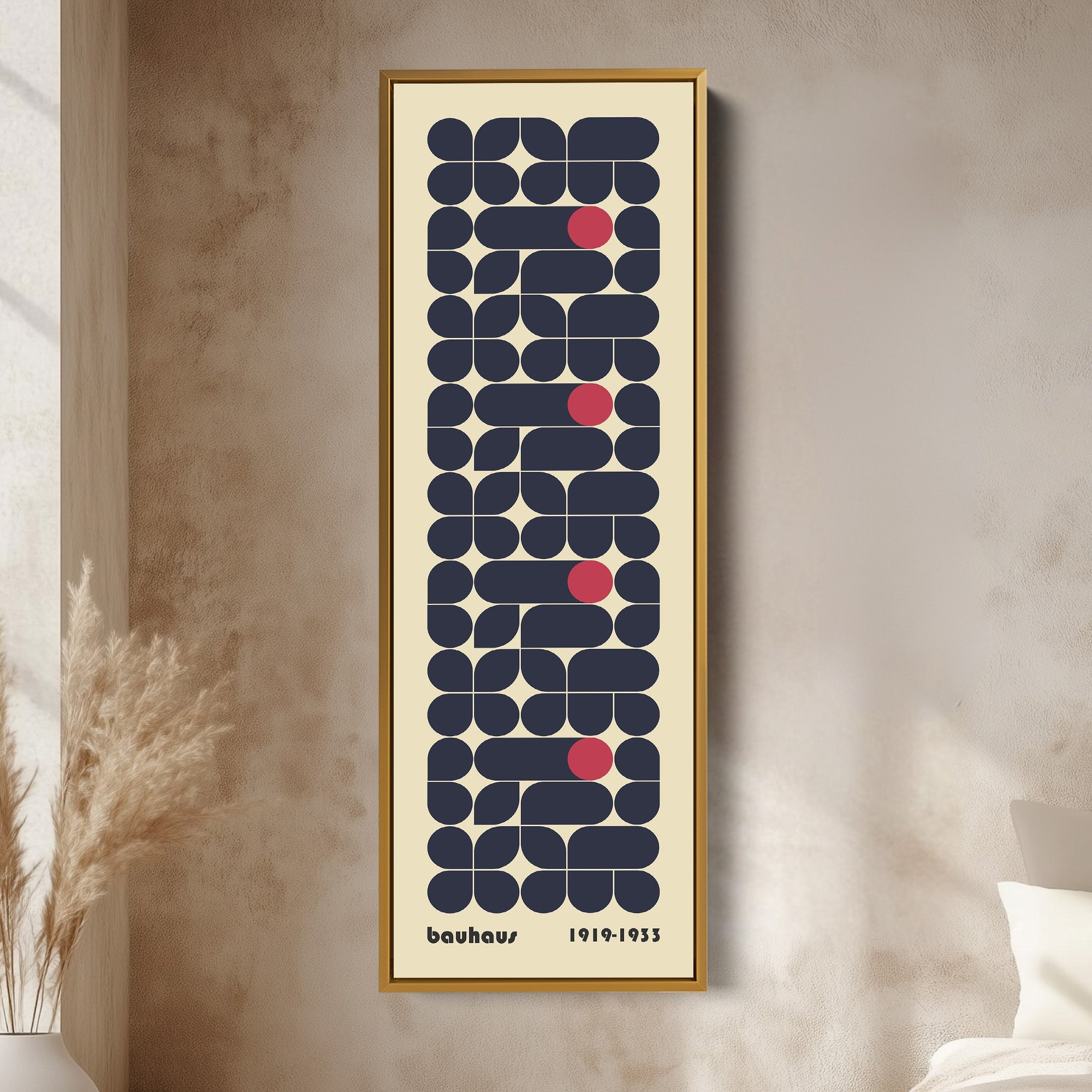 Beige Large Framed Canvas Beige Bauhaus Wall Art