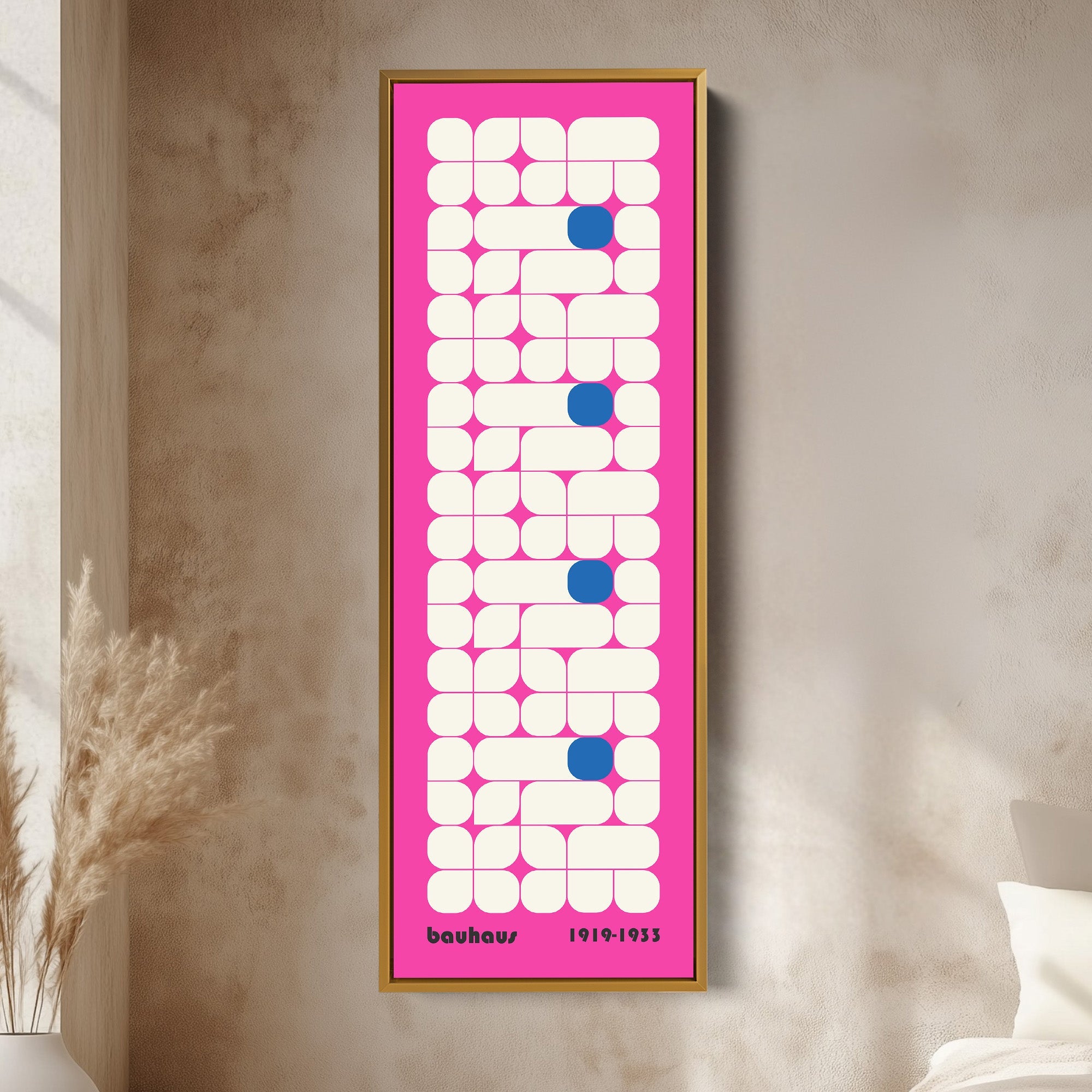 Vertical Pink Wall Decor Bauhaus Mid Century