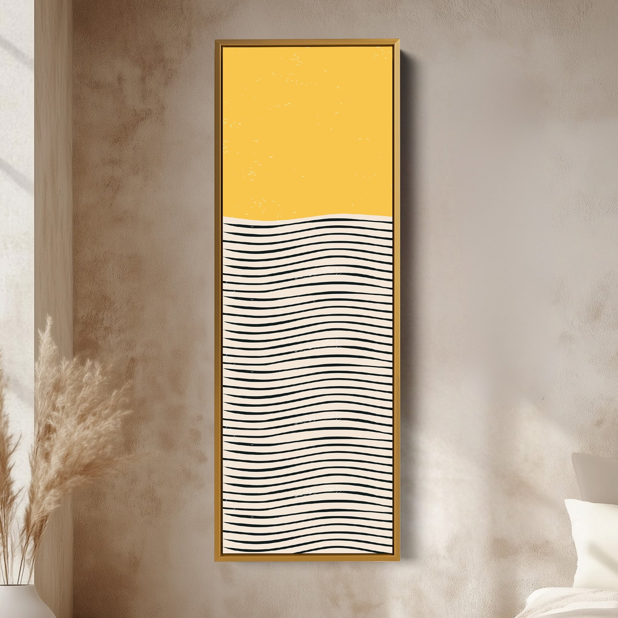 Minimalist Brush Dots Vertical Framed Canvas Wall Art for Bedroom or Office