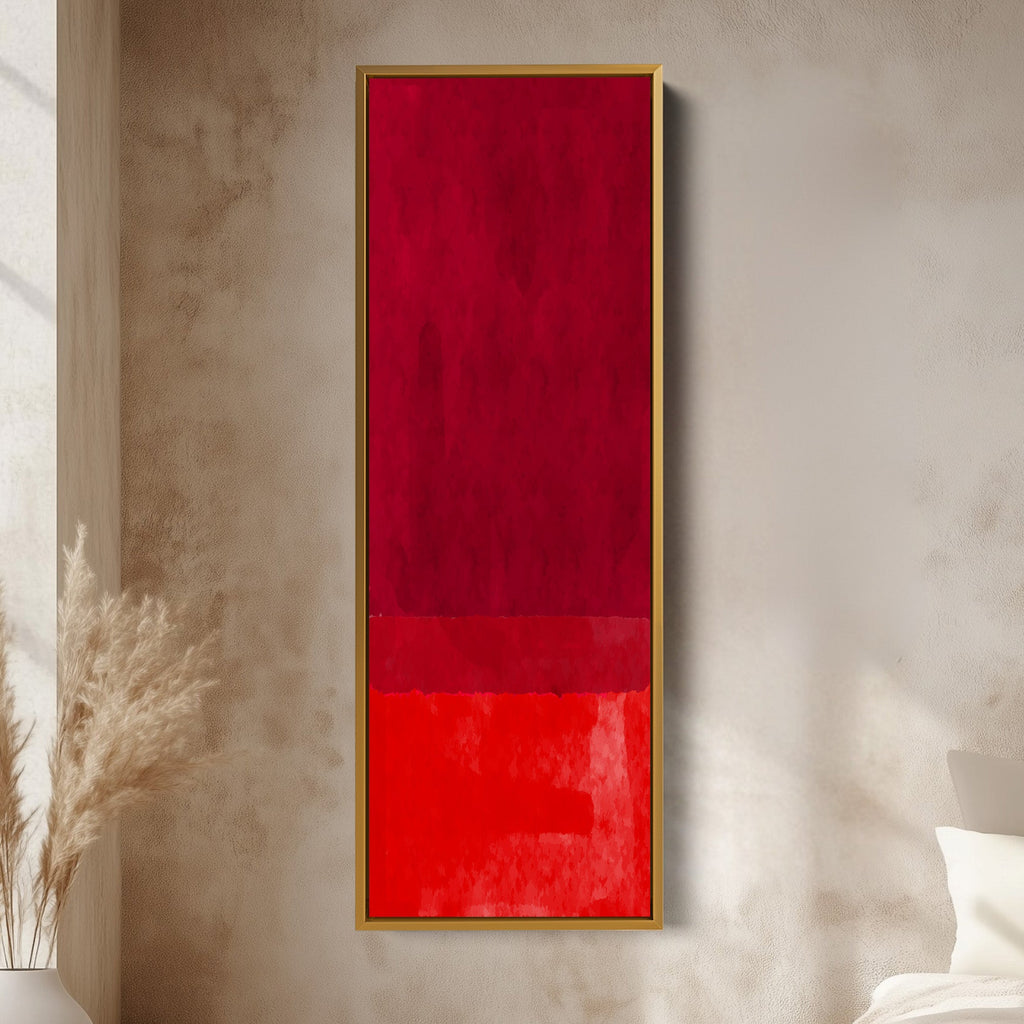 Deep Red Abstract Vertical Framed Canvas Wall Art for Bedroom or Study