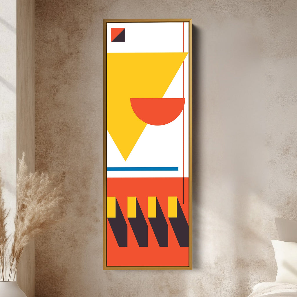 Bauhaus Inspired Vertical Framed Canvas Wall Art for Living Room or Bedroom