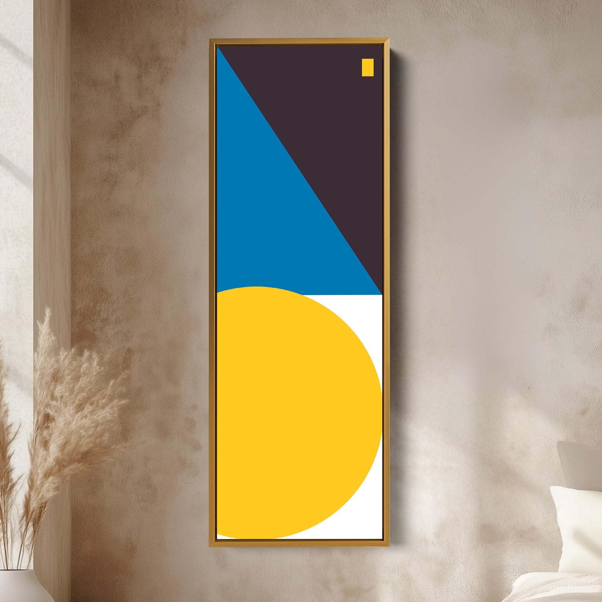 Bold Color Block Vertical Framed Canvas Wall Art for Office or Living Room