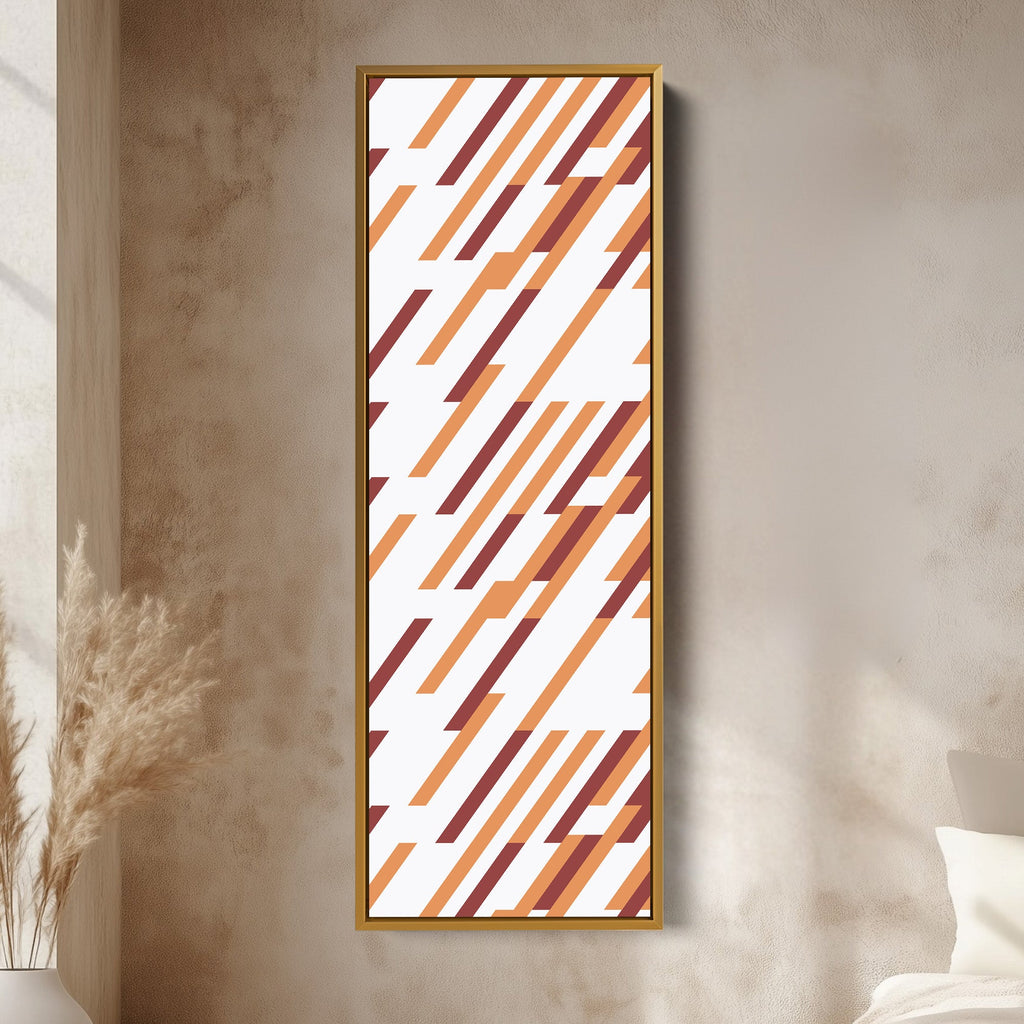 Earth Tone Stripes Vertical Framed Canvas Wall Art for Living Room or Office