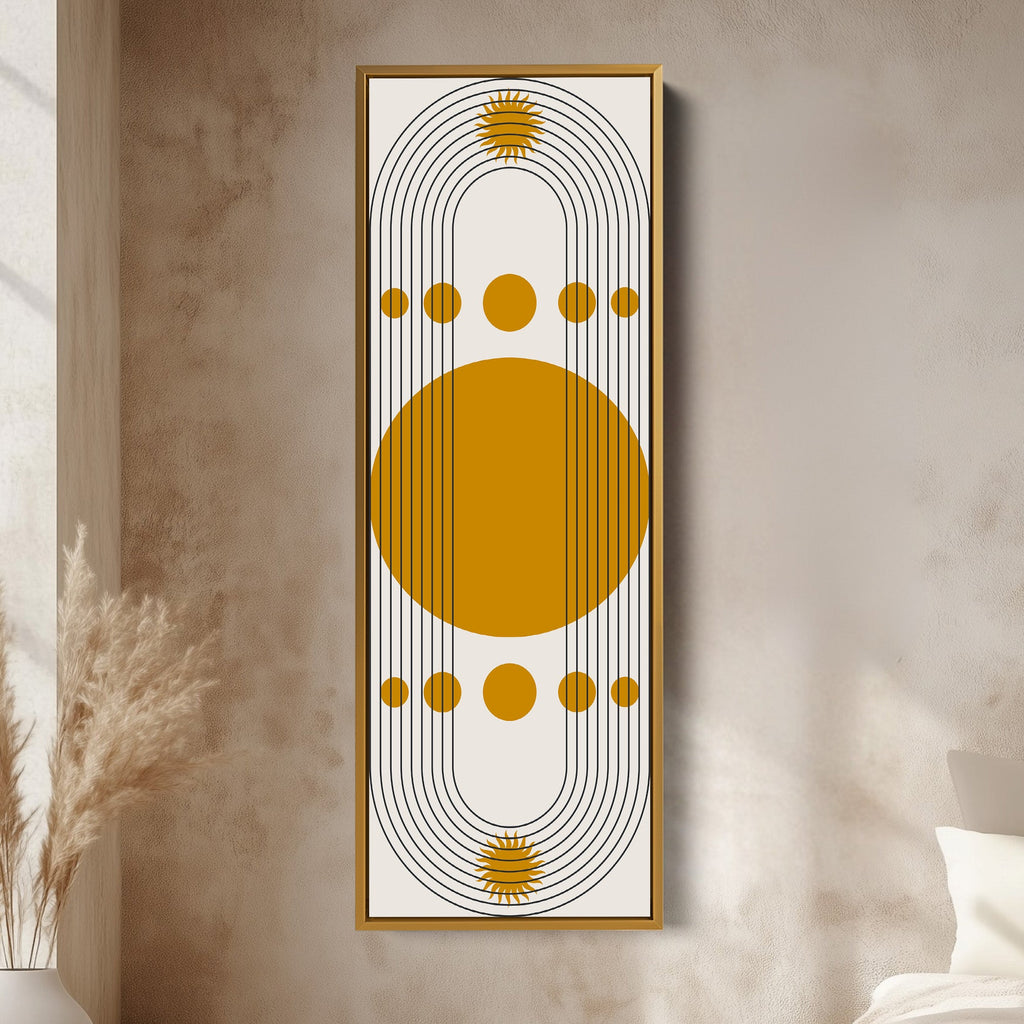 Colorful Bauhaus Circles Vertical Framed Canvas Wall Art for Living Room or Hallway